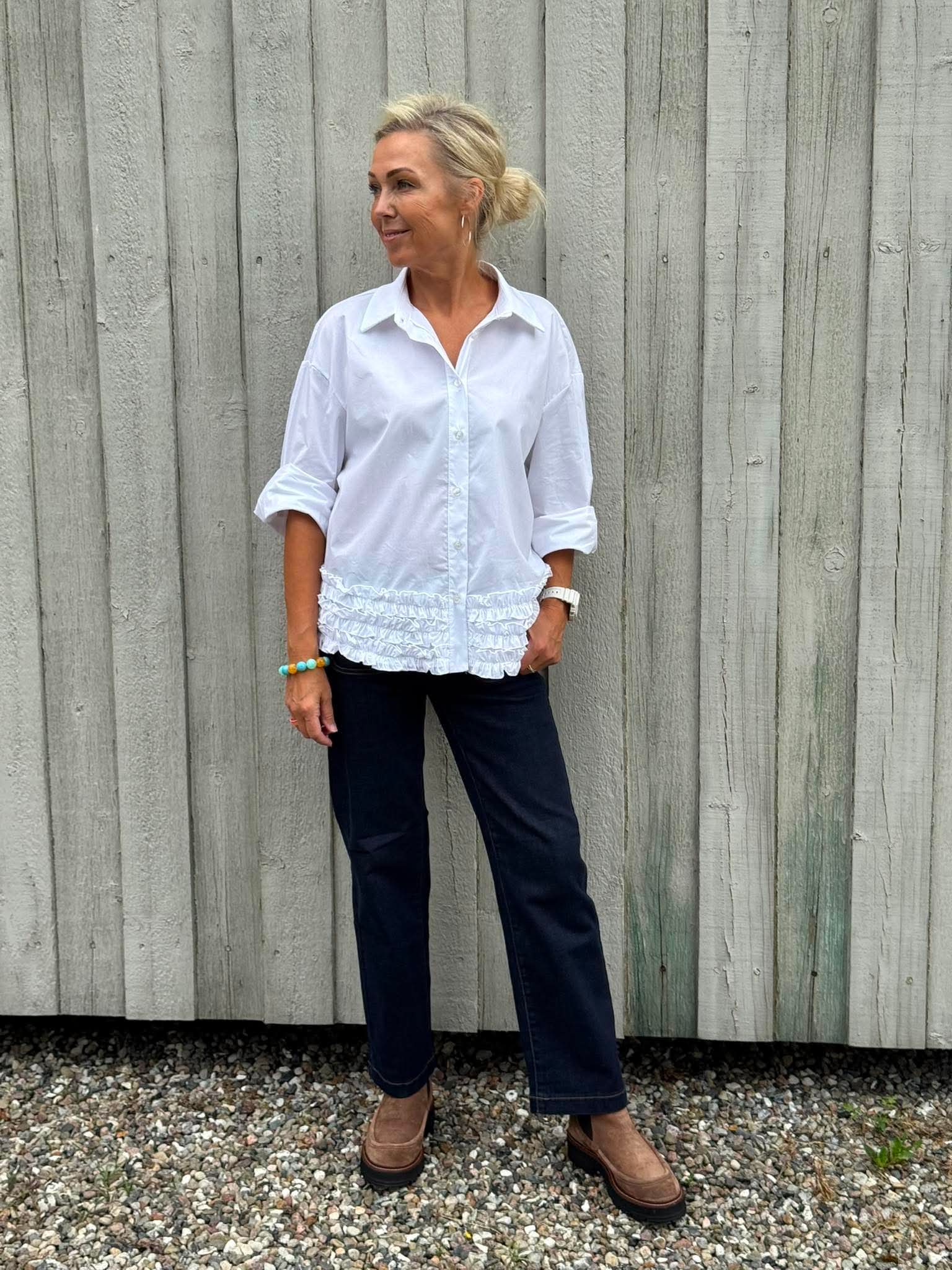Ruffle Shirt - Vit