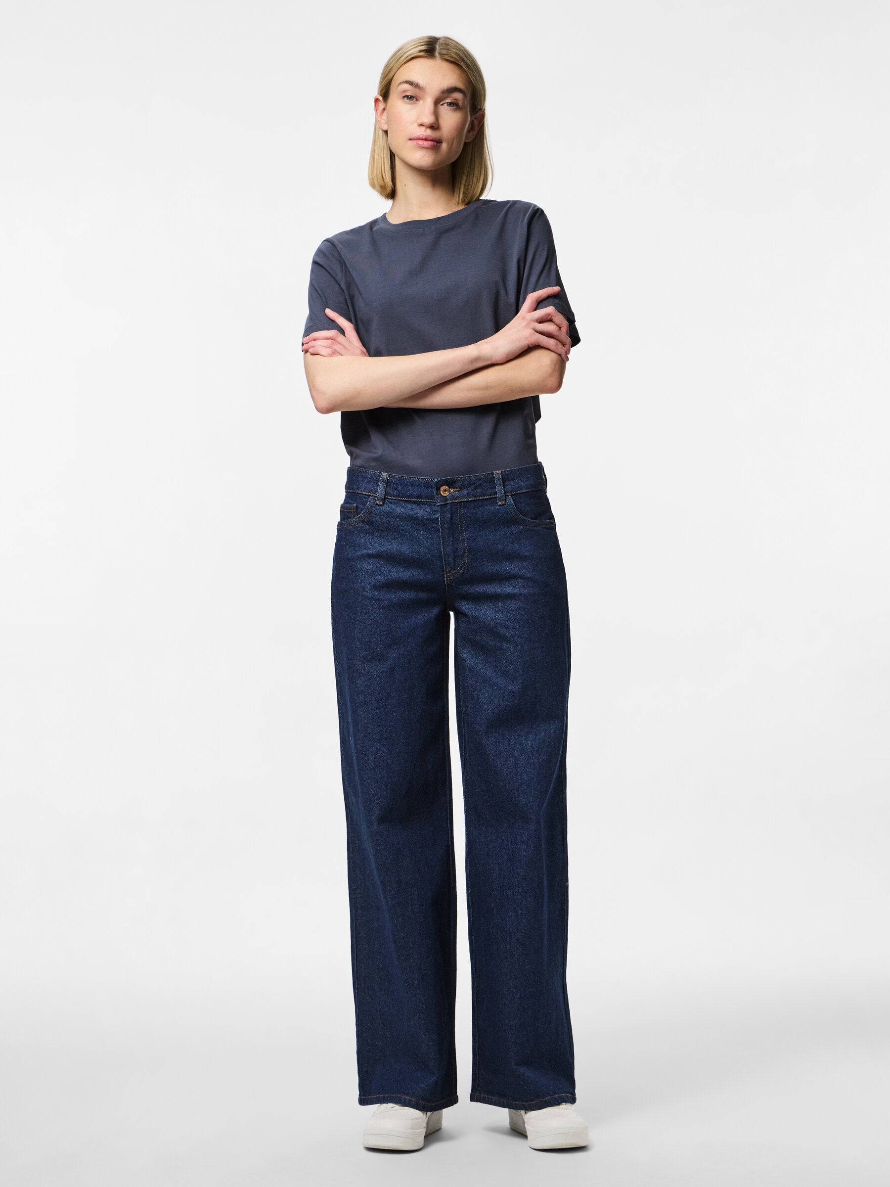 Selma vida jeans med låg midja - Dark Blue Denim Rinse