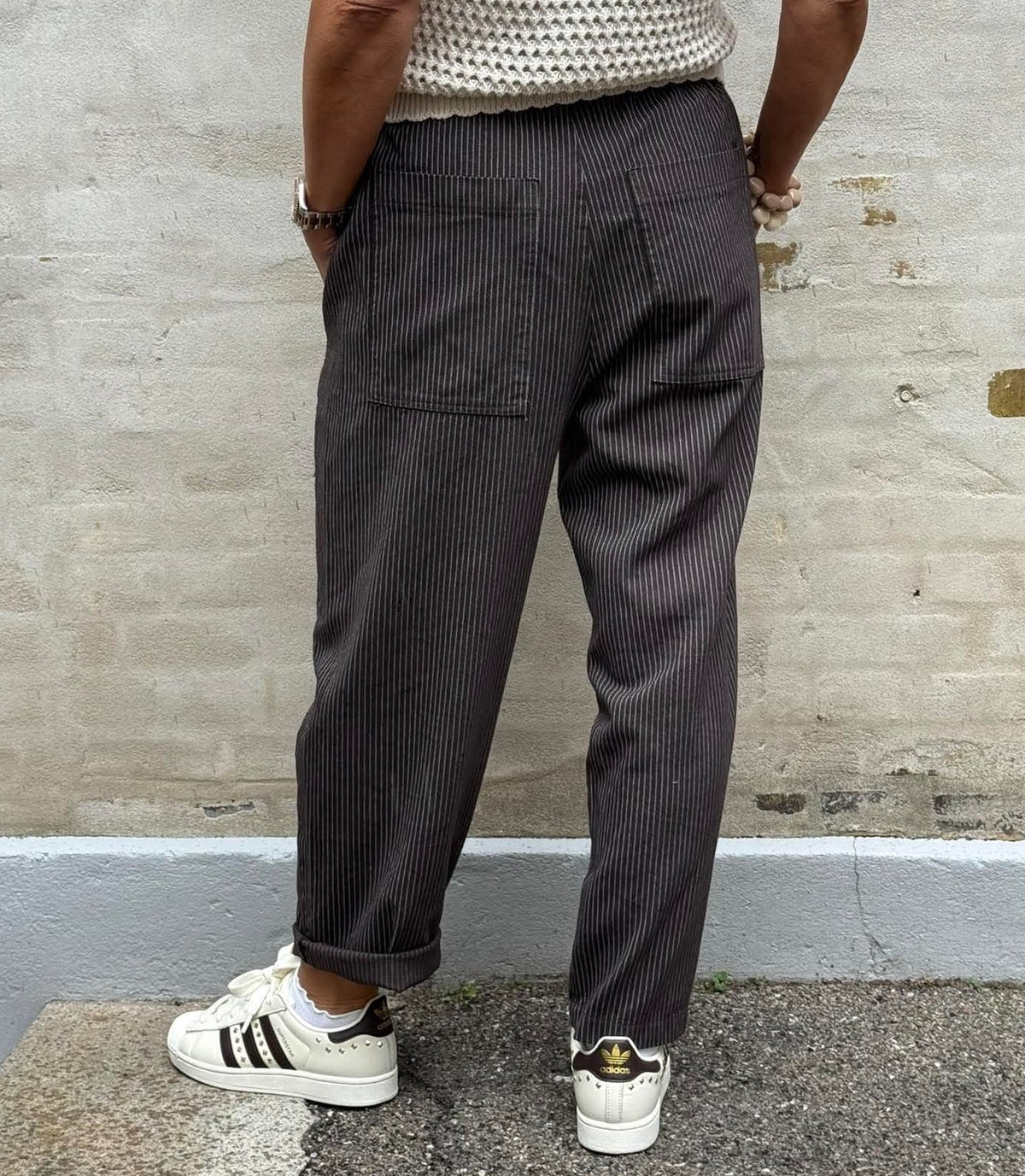Paola Striped Pants - Dark Brown Striped