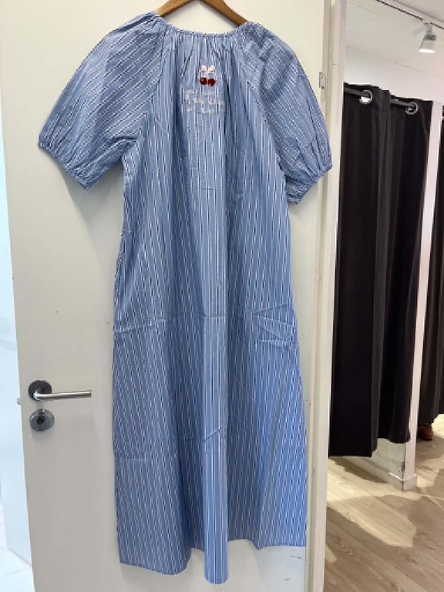 Cherry Dress - Light Blue Print