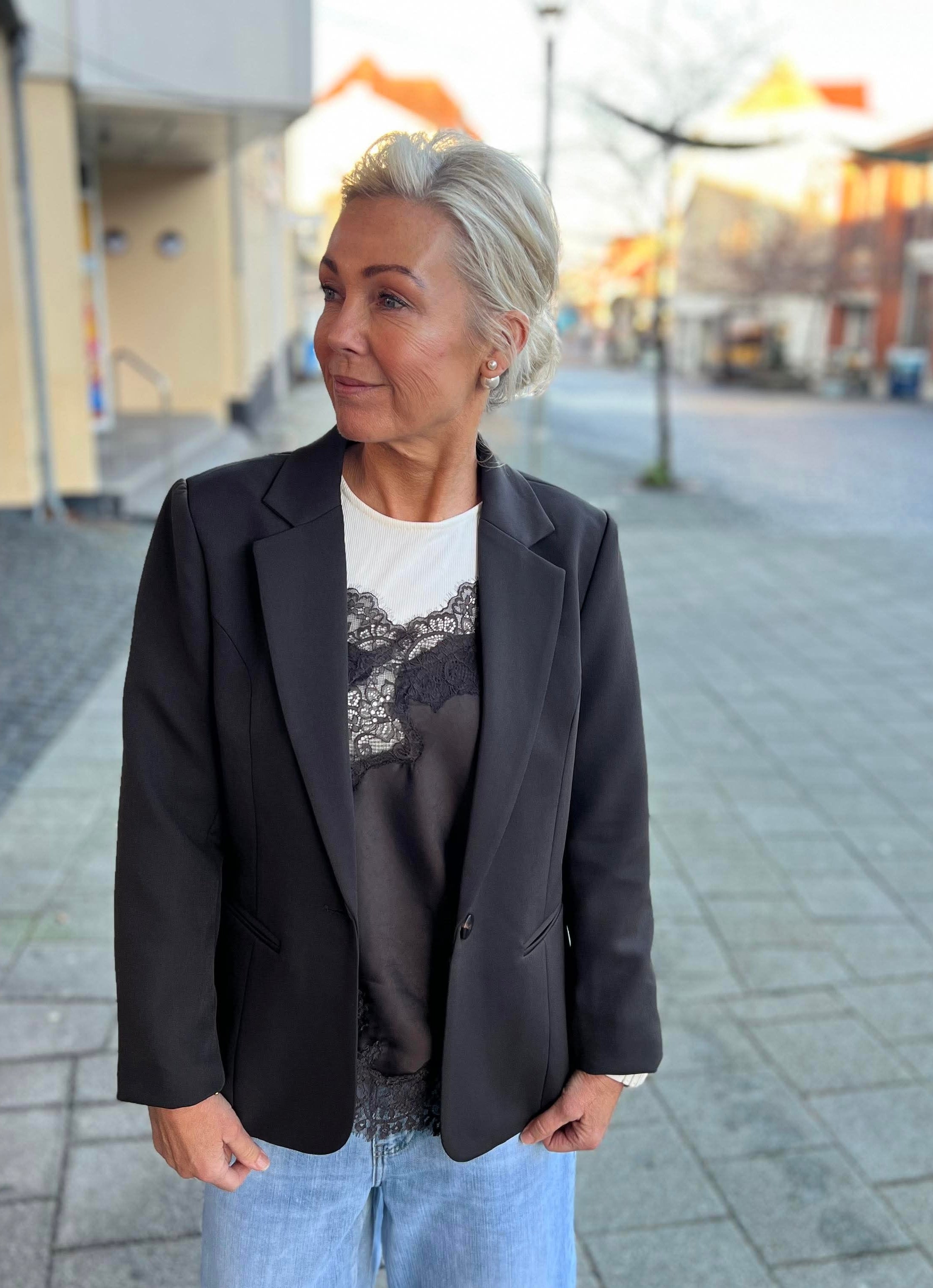 Viole Spets Topp - Mörkbrun