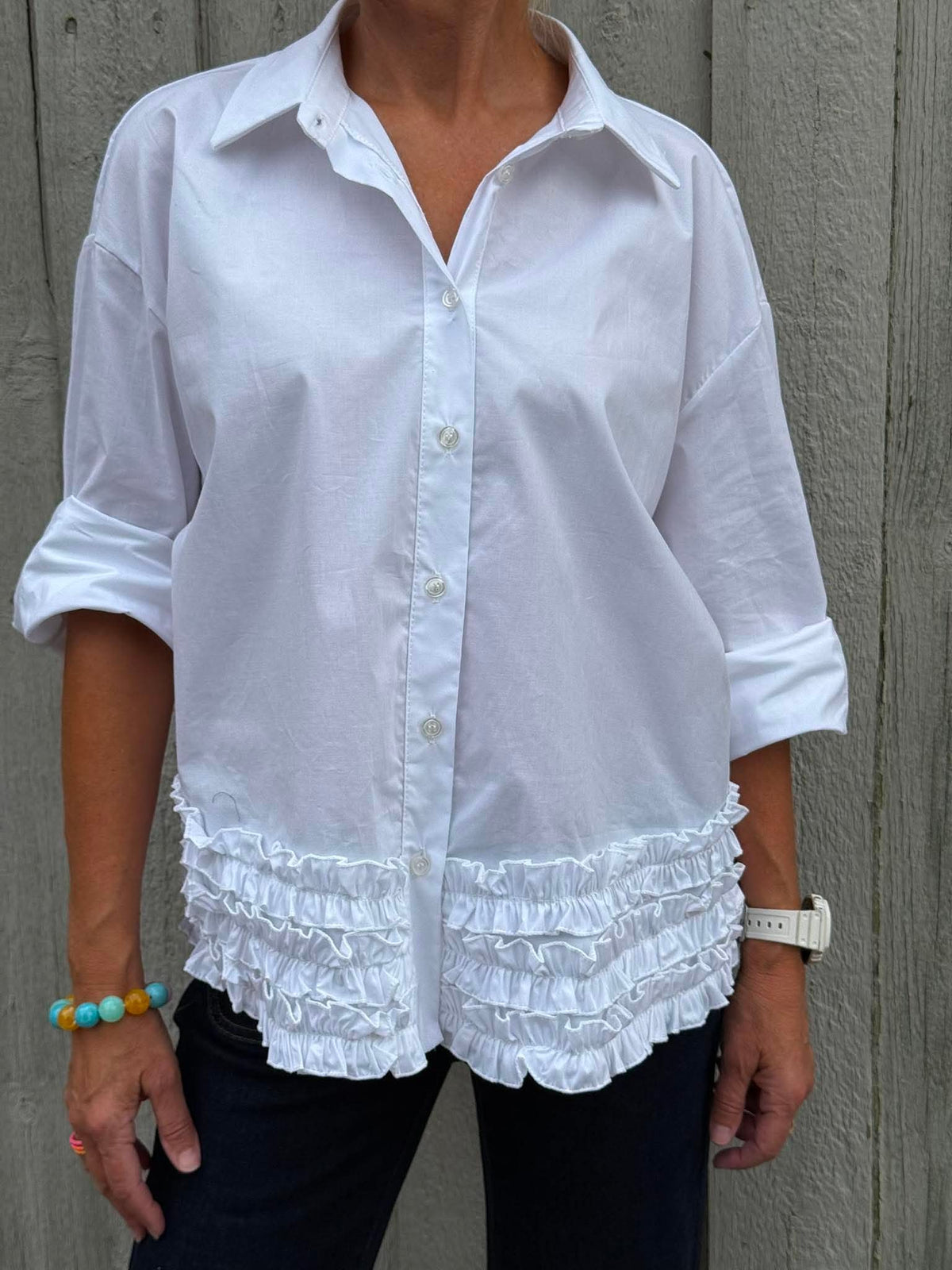 Ruffle Shirt - White
