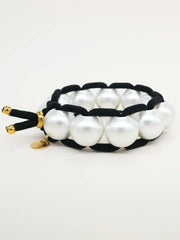 Färgad Elastic & Shell Pearls BIG - Svart