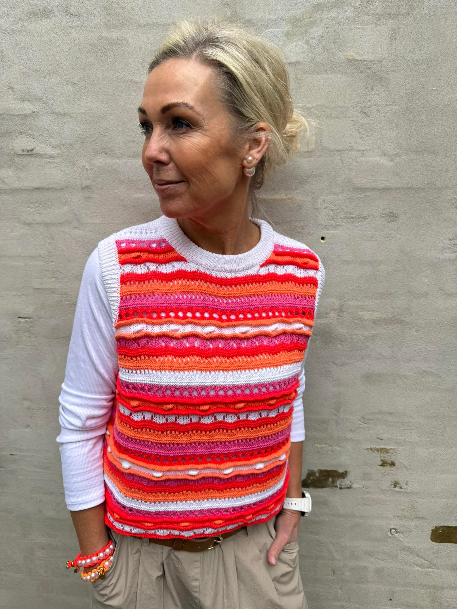 Milla Vest - Orange/Pink/White