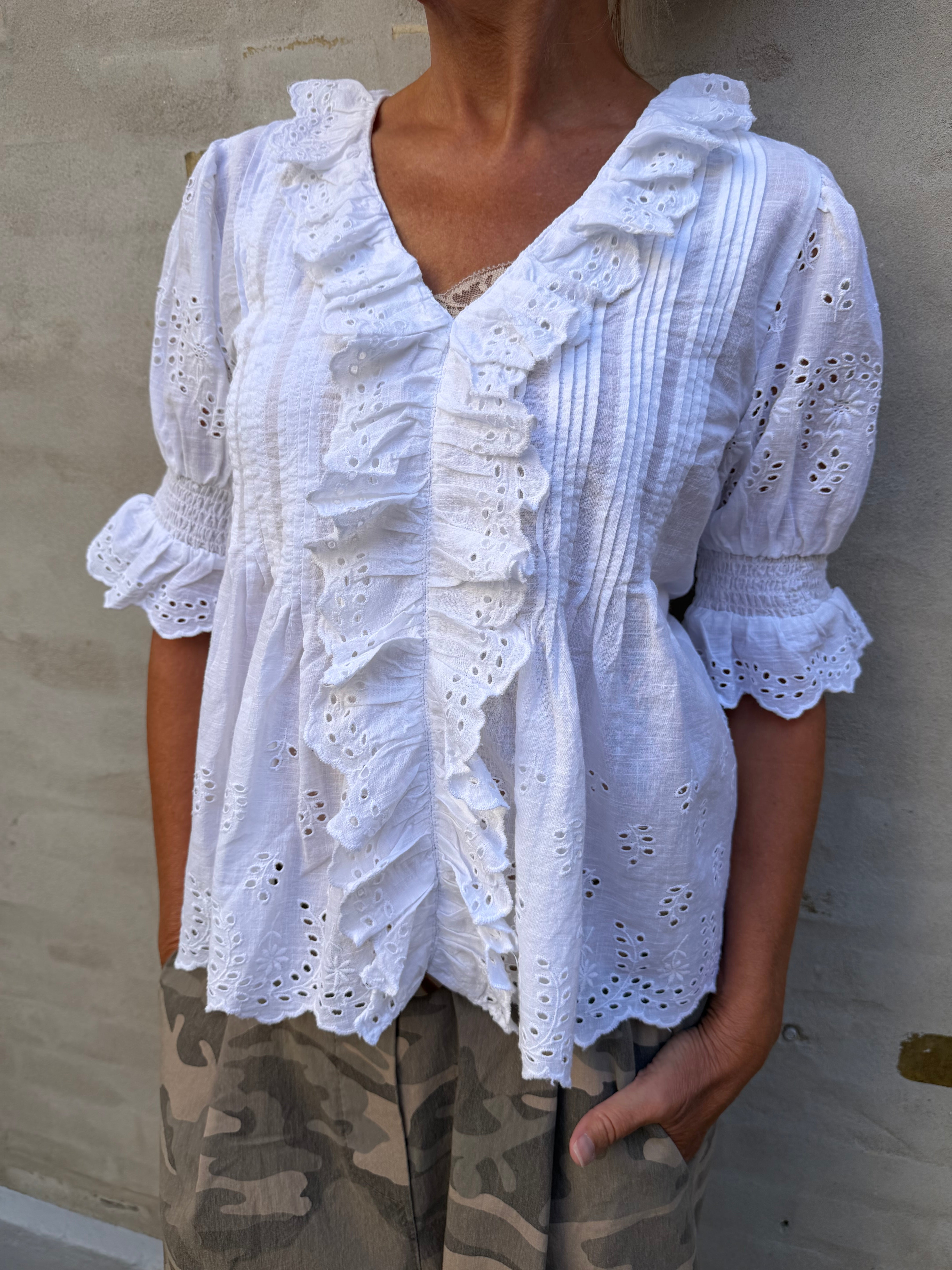 Talise Emb Blouse - White