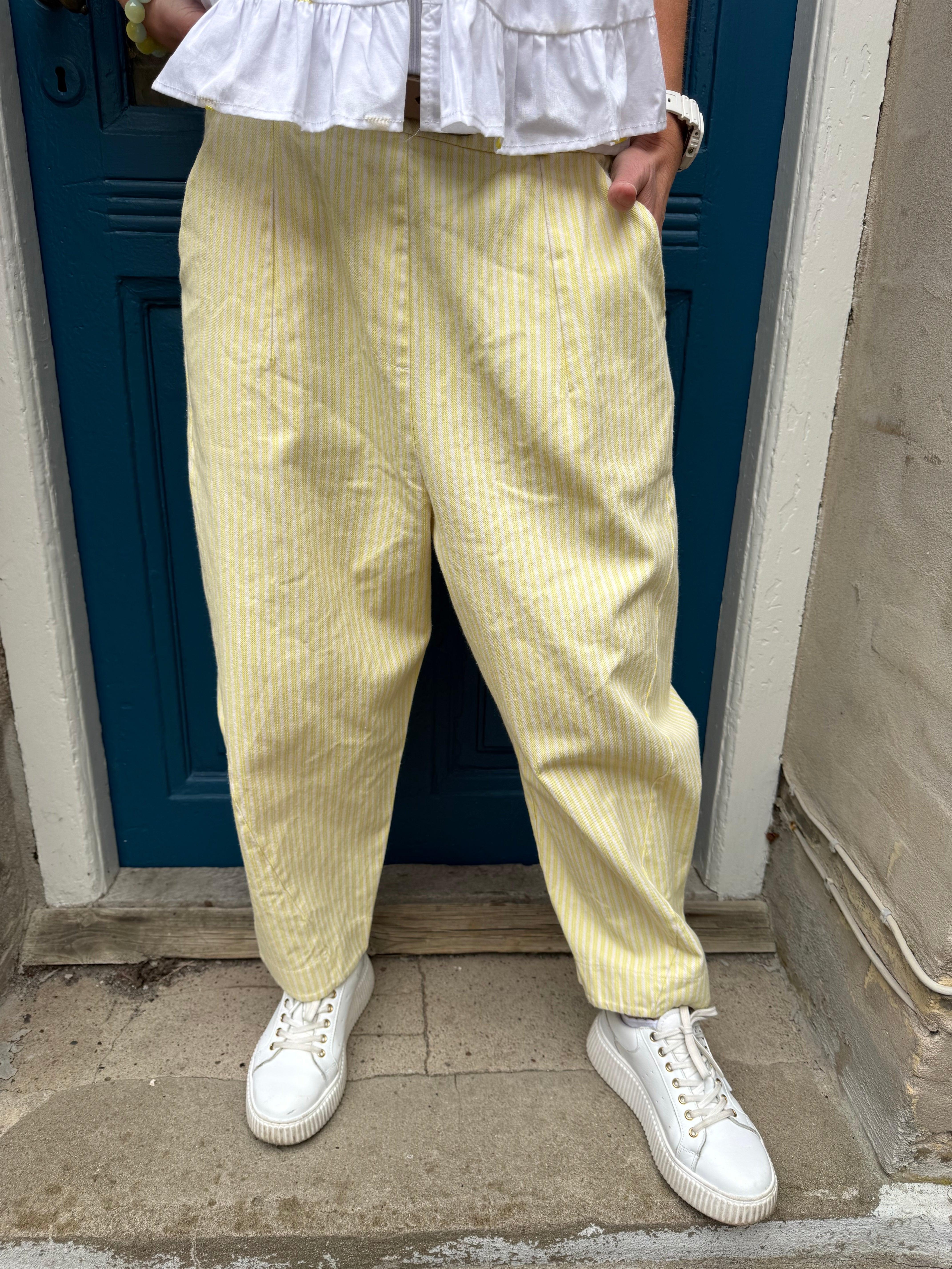 Vera Striped Pants - Striped Yellow
