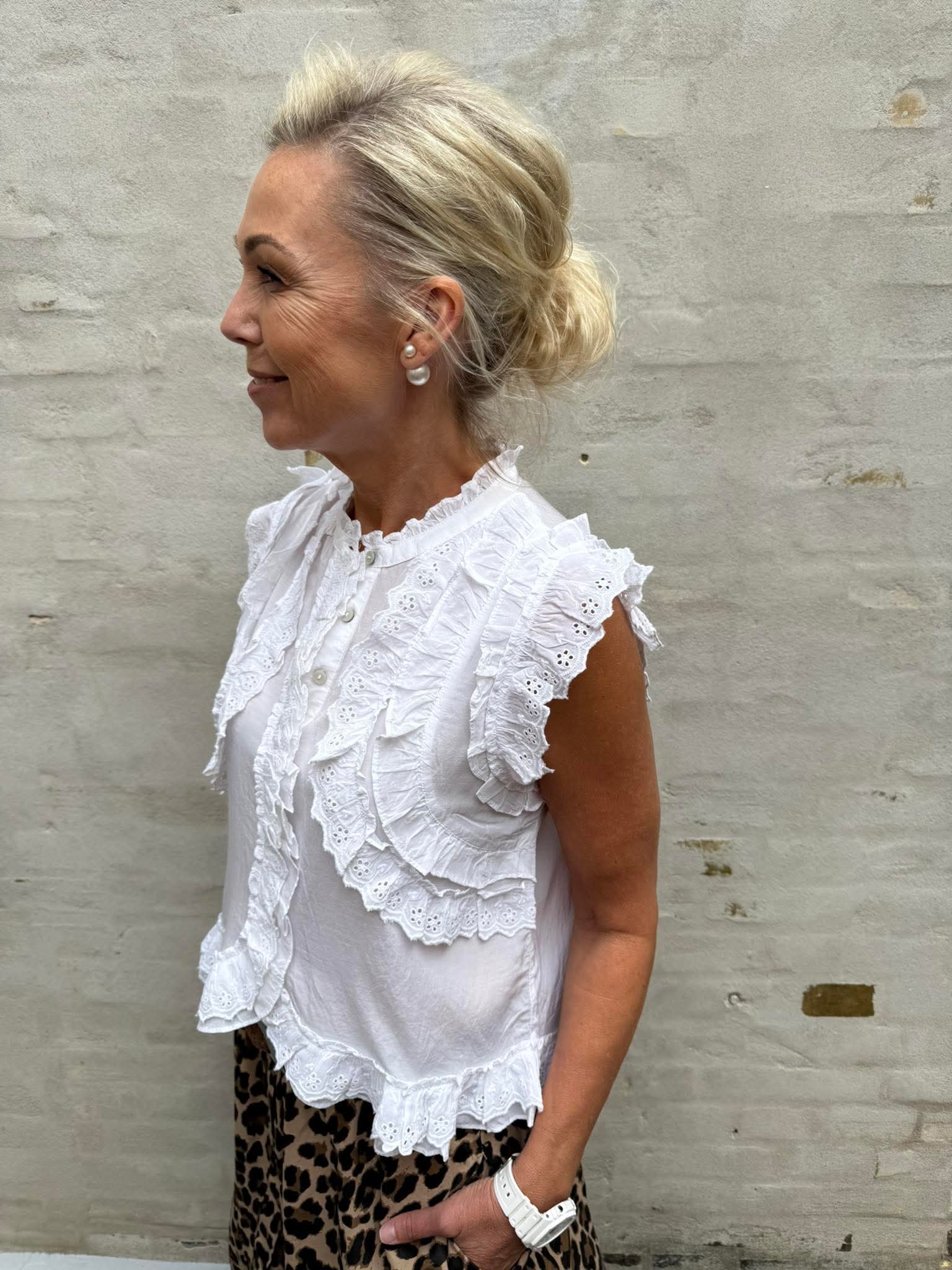 Celia Ruffle Top - White
