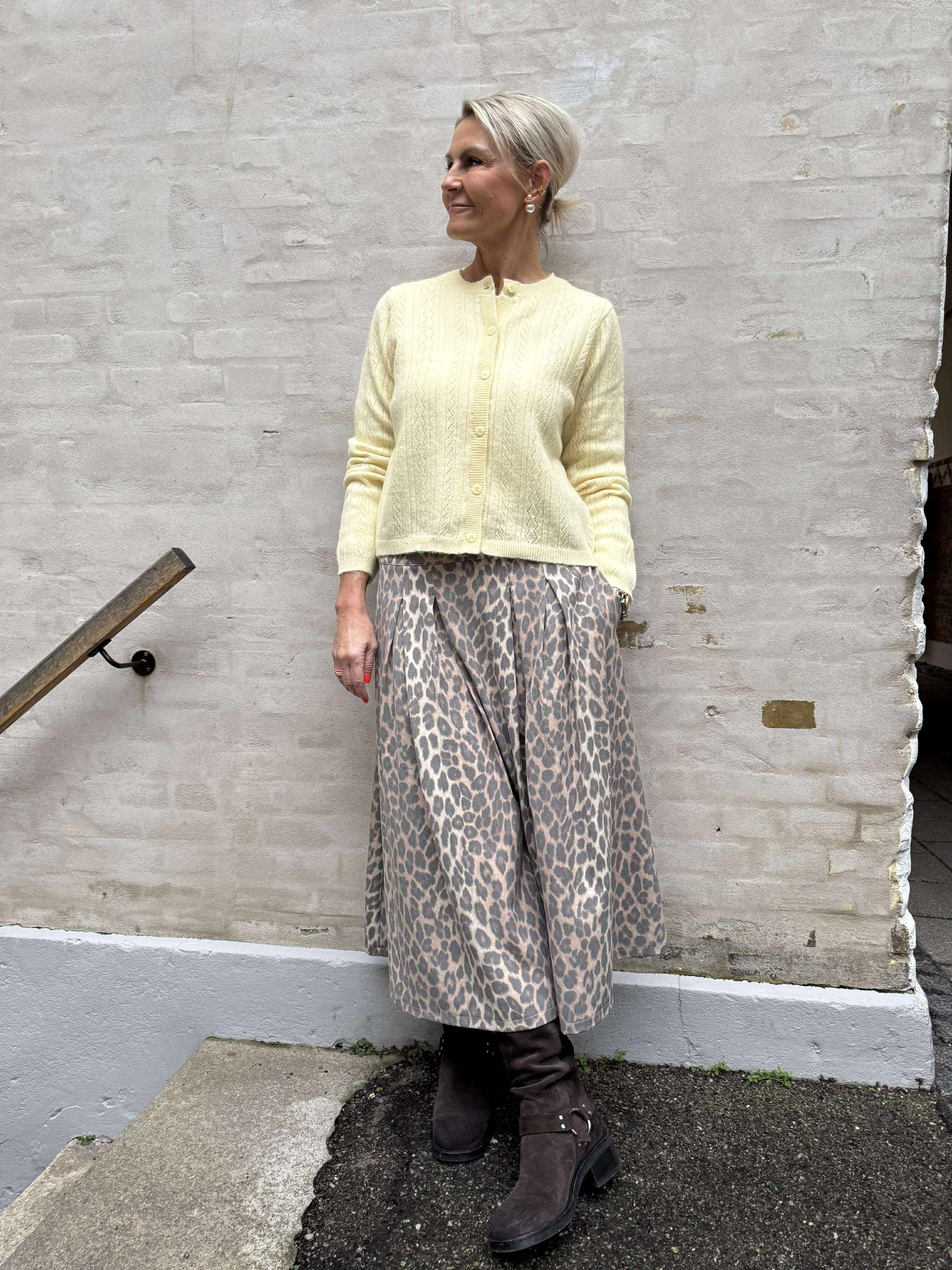 APRIL LIFE LS O-HALS CARDIGAN - Pastell Yellow_MELANGE