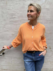 NAOMI LS O-HALS KNIT CARDIGAN - Russet Orange MELANGE