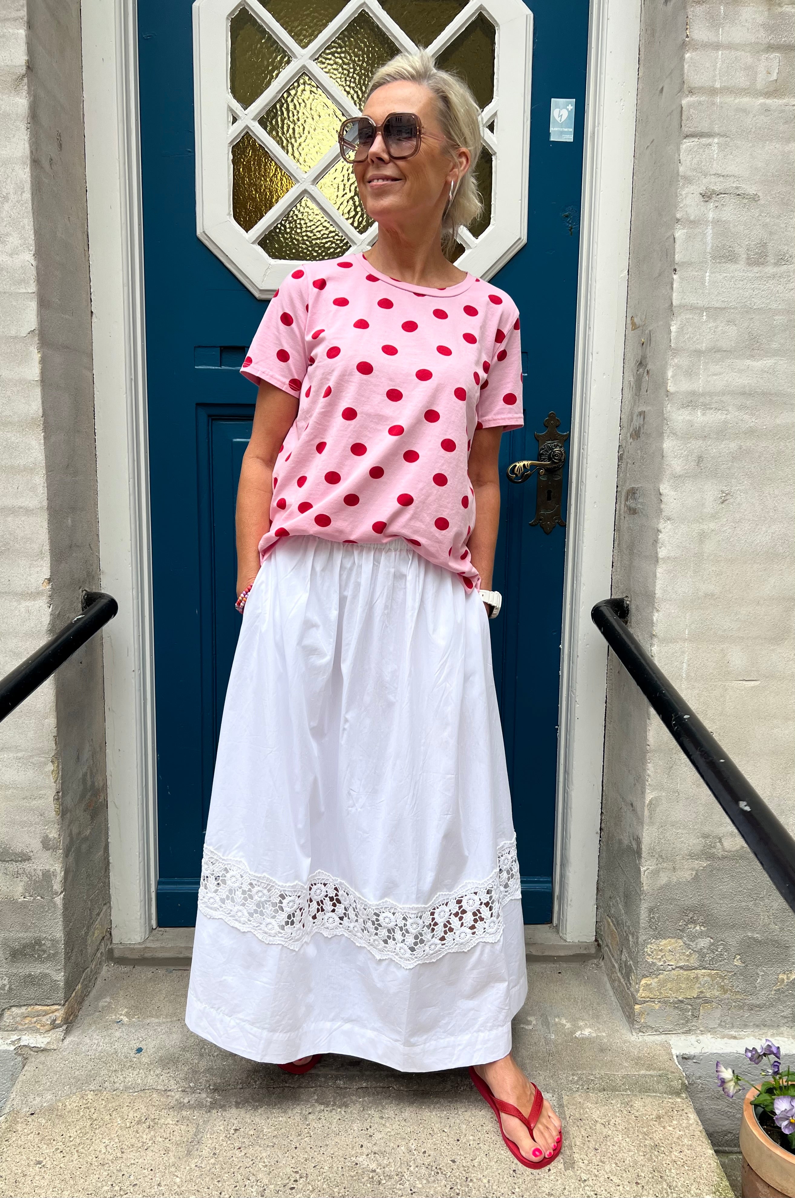 Poplin Lace Skirt - White