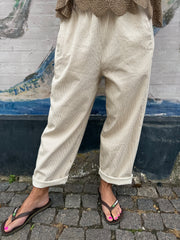 Paola Striped Pants - Off White/Light Beige