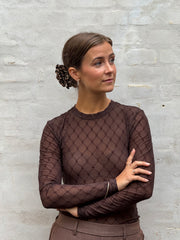 Mesh Blouse Logo - Brown