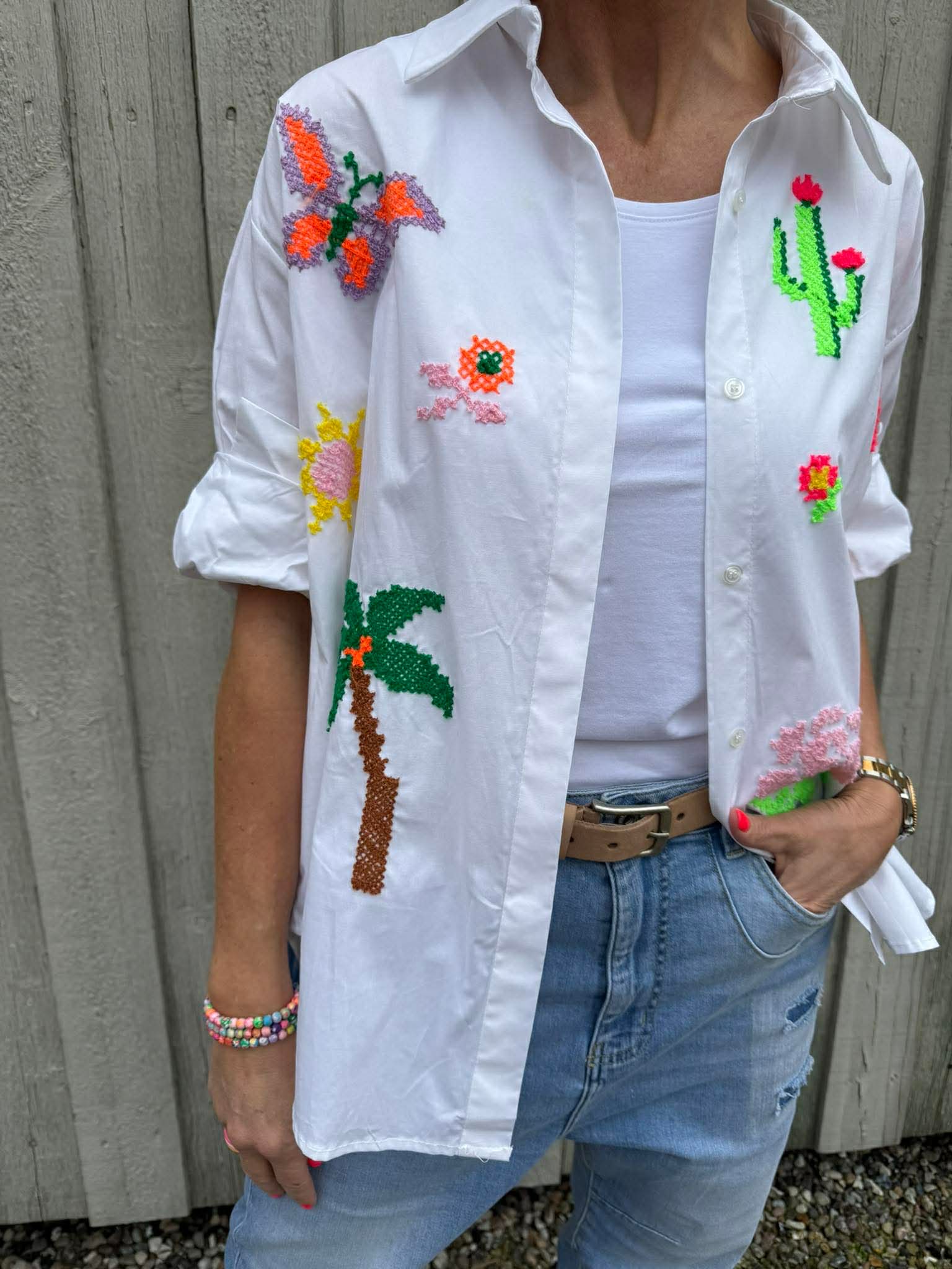 Palmskjorta - White Palm Light