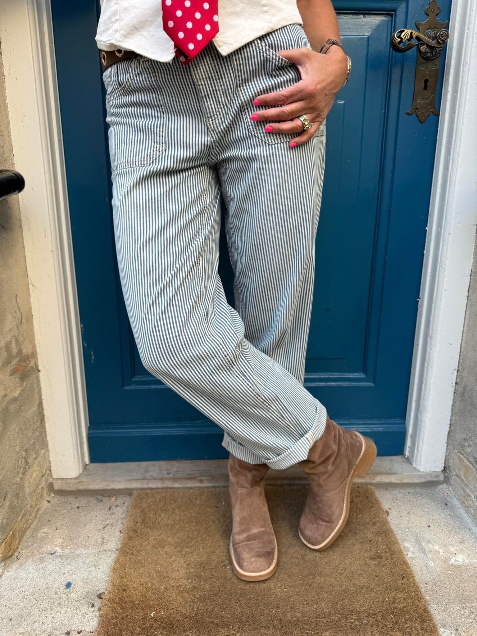 Amalia Straight Leg - Indigo Striped Wash