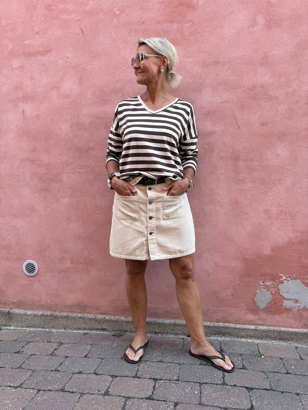 Do Not Pass-blus – Brun/Off White