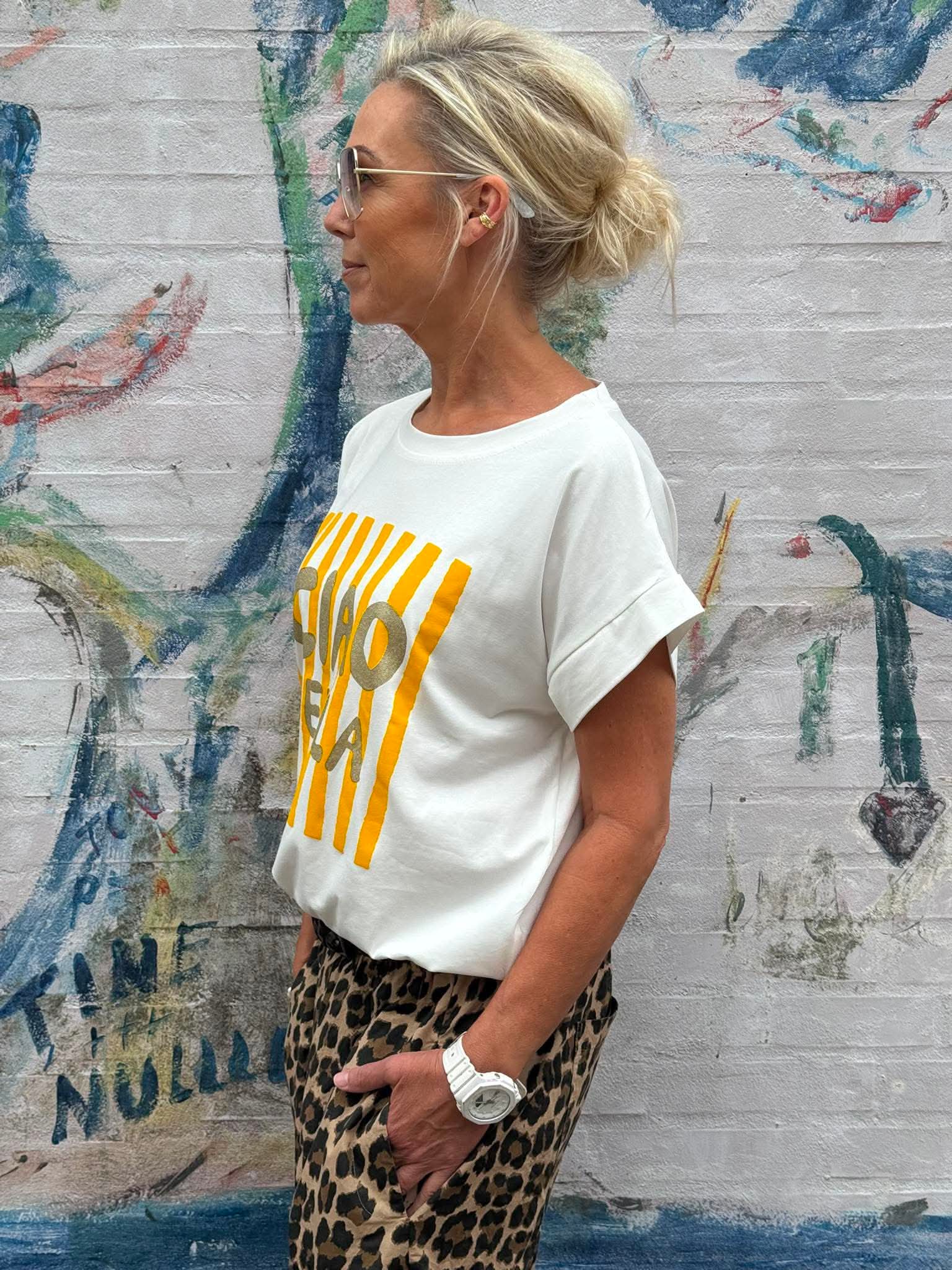 Ciao Bella T-shirt - White/Yellow