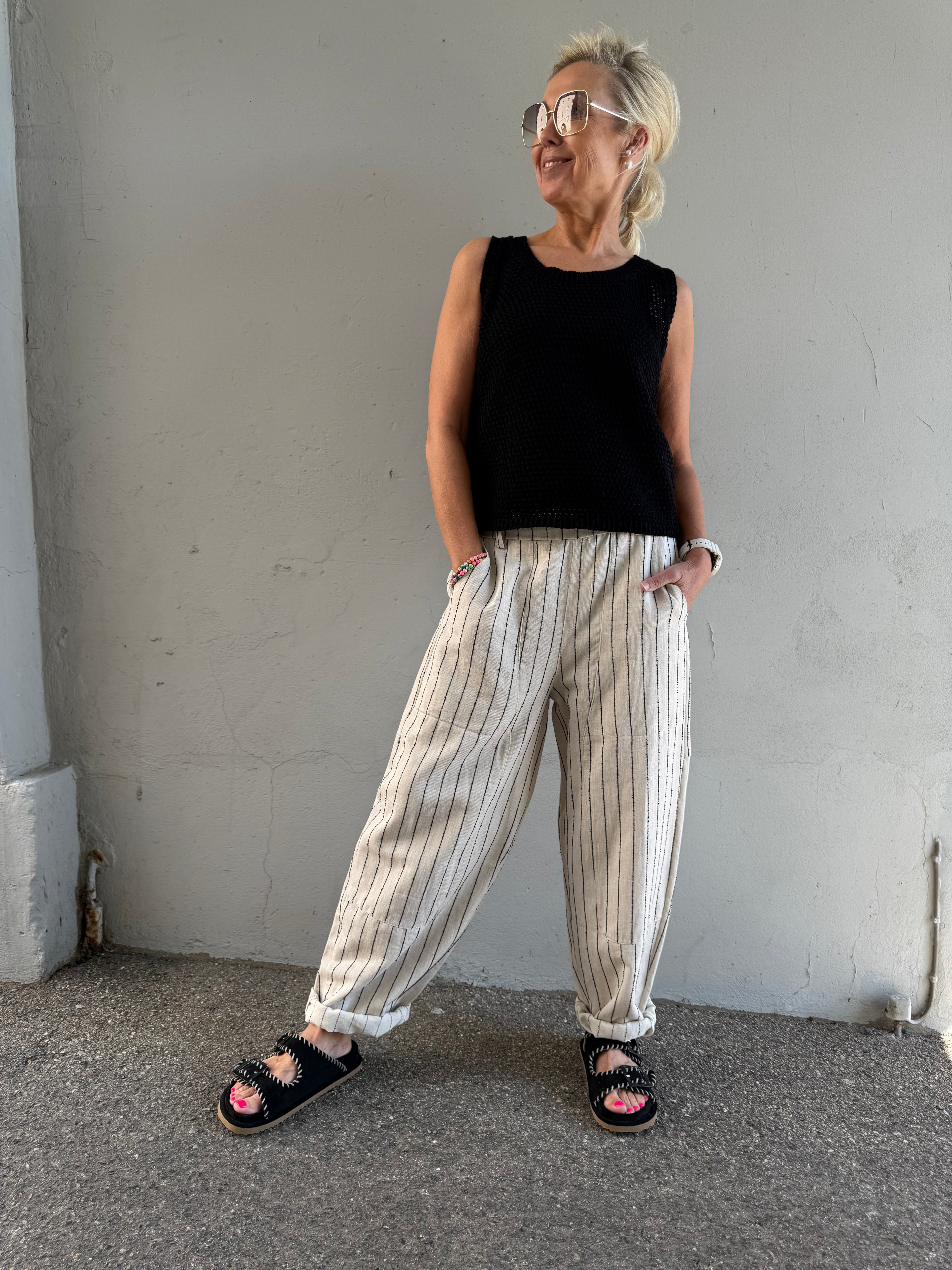 Kessia Pants - Beige/Black
