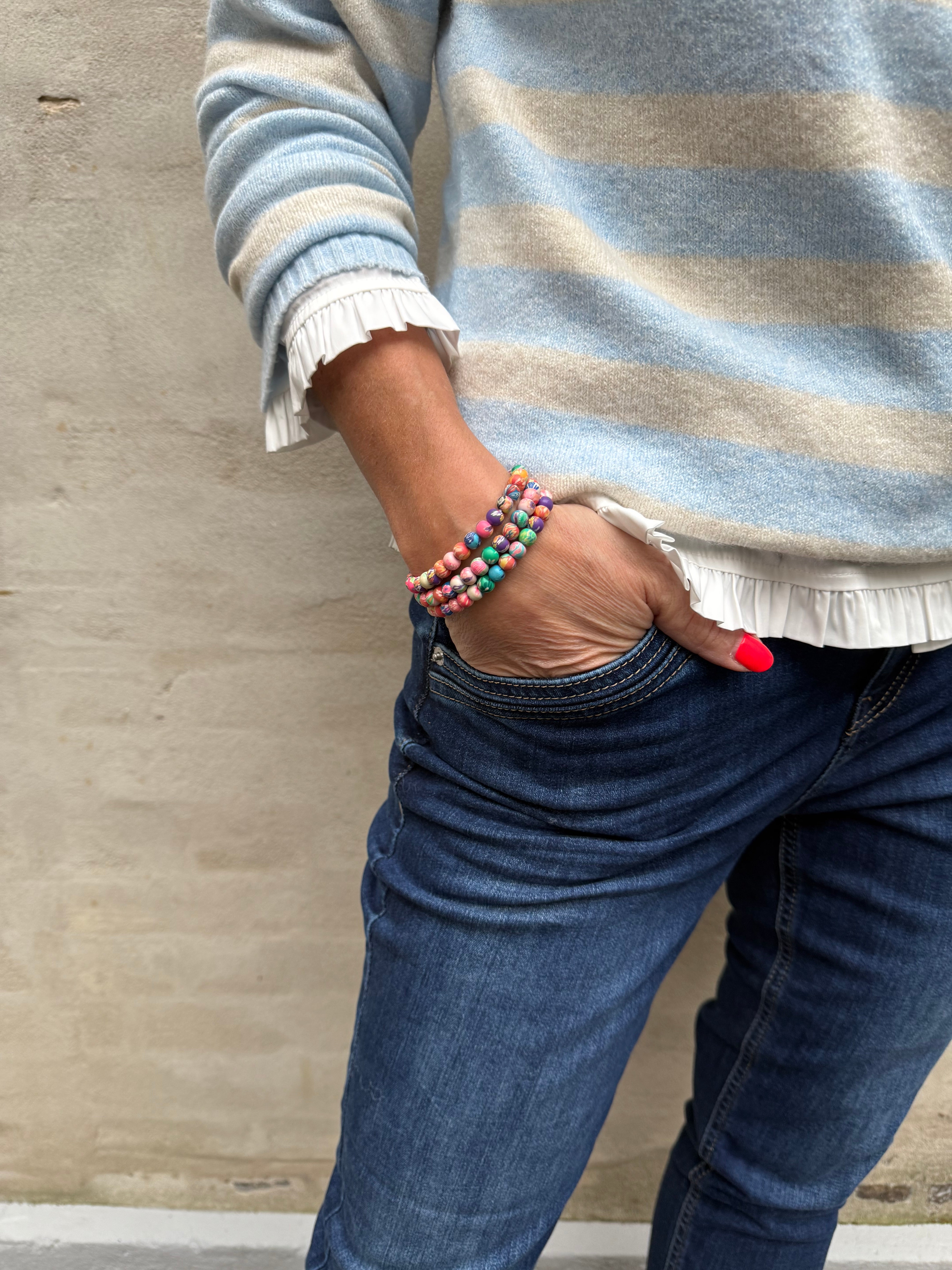 DOFFY O-HALS BLUS - Kashmirblå/Björk