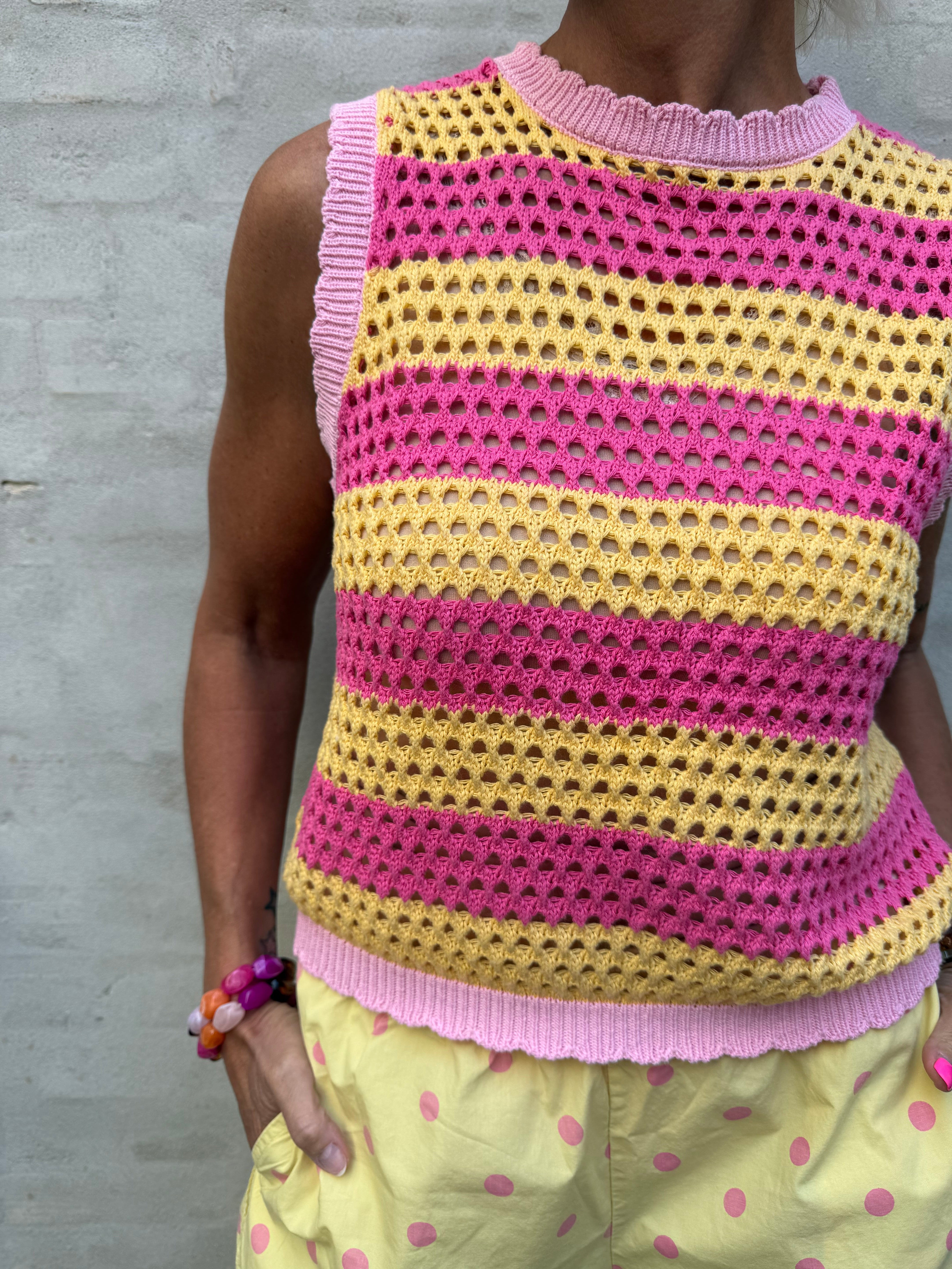 Manga Vest - Pink/Yellow