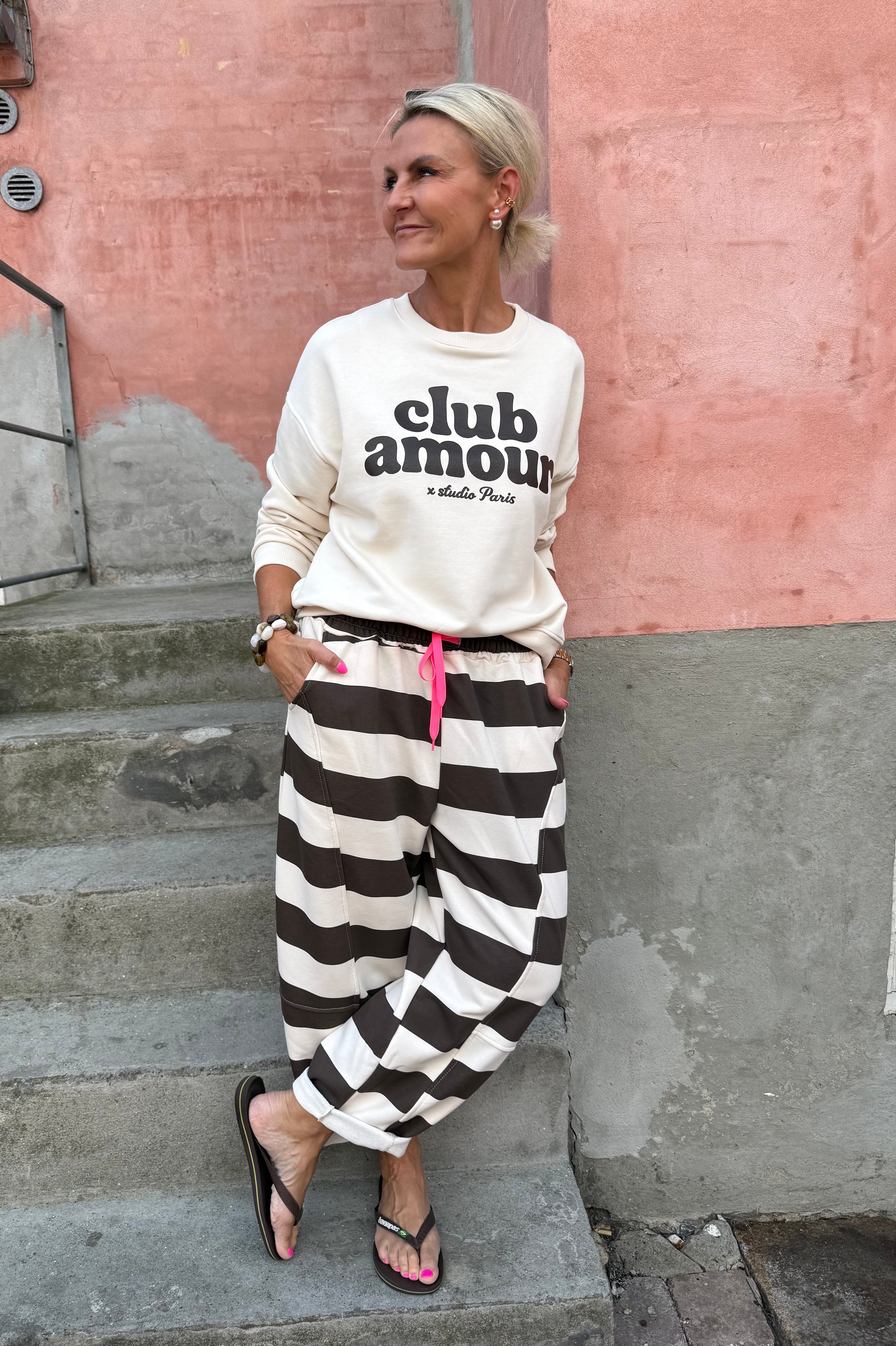 FÖRBESTÄLLNING-Very Striped Sweatpants - Off White/Brown