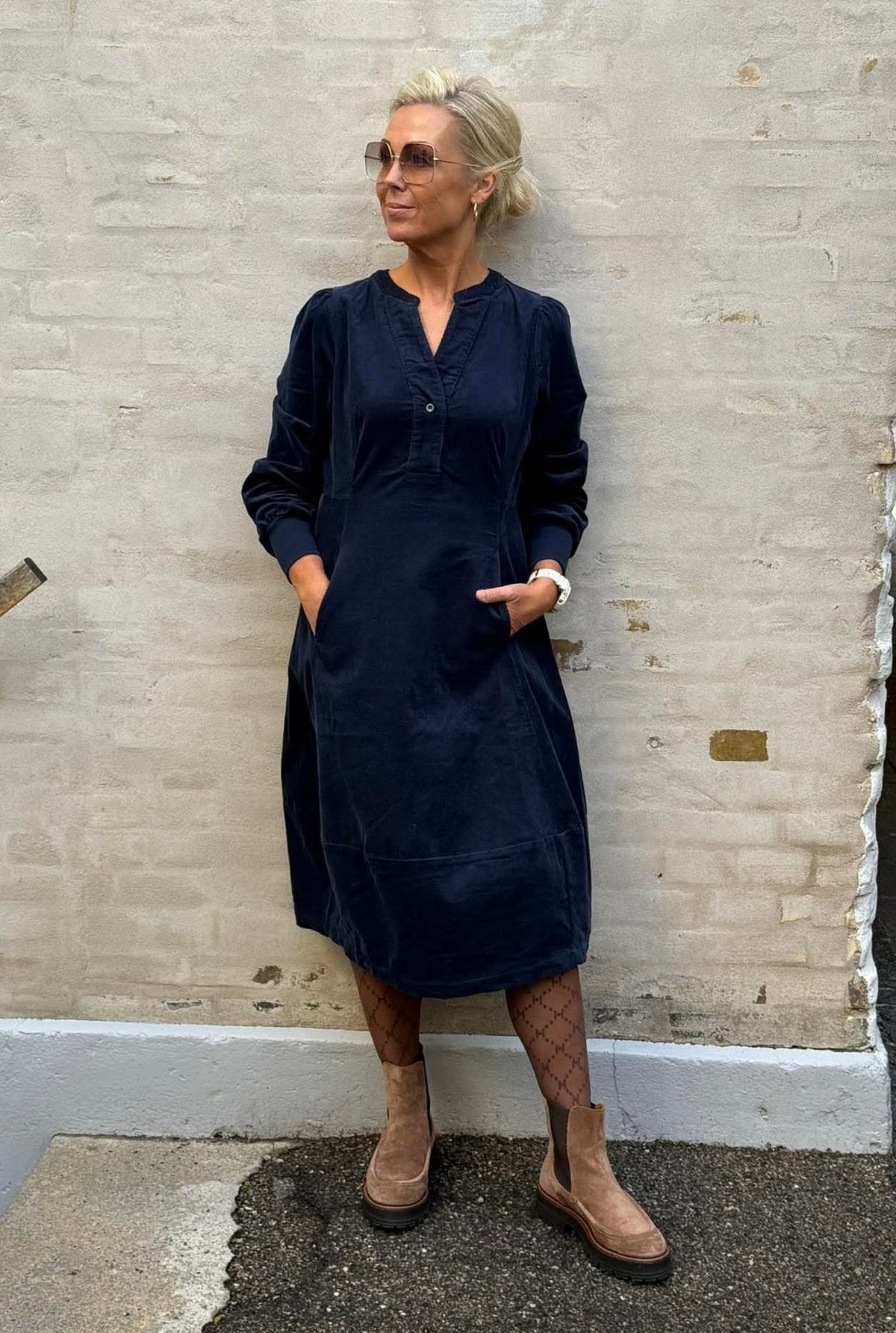 Rhaena LS Dress - Dress Blues