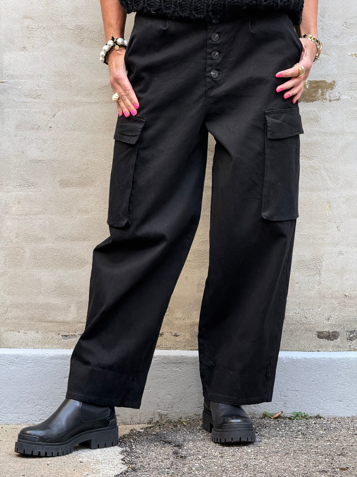Leopanto Cargo Pants - Black