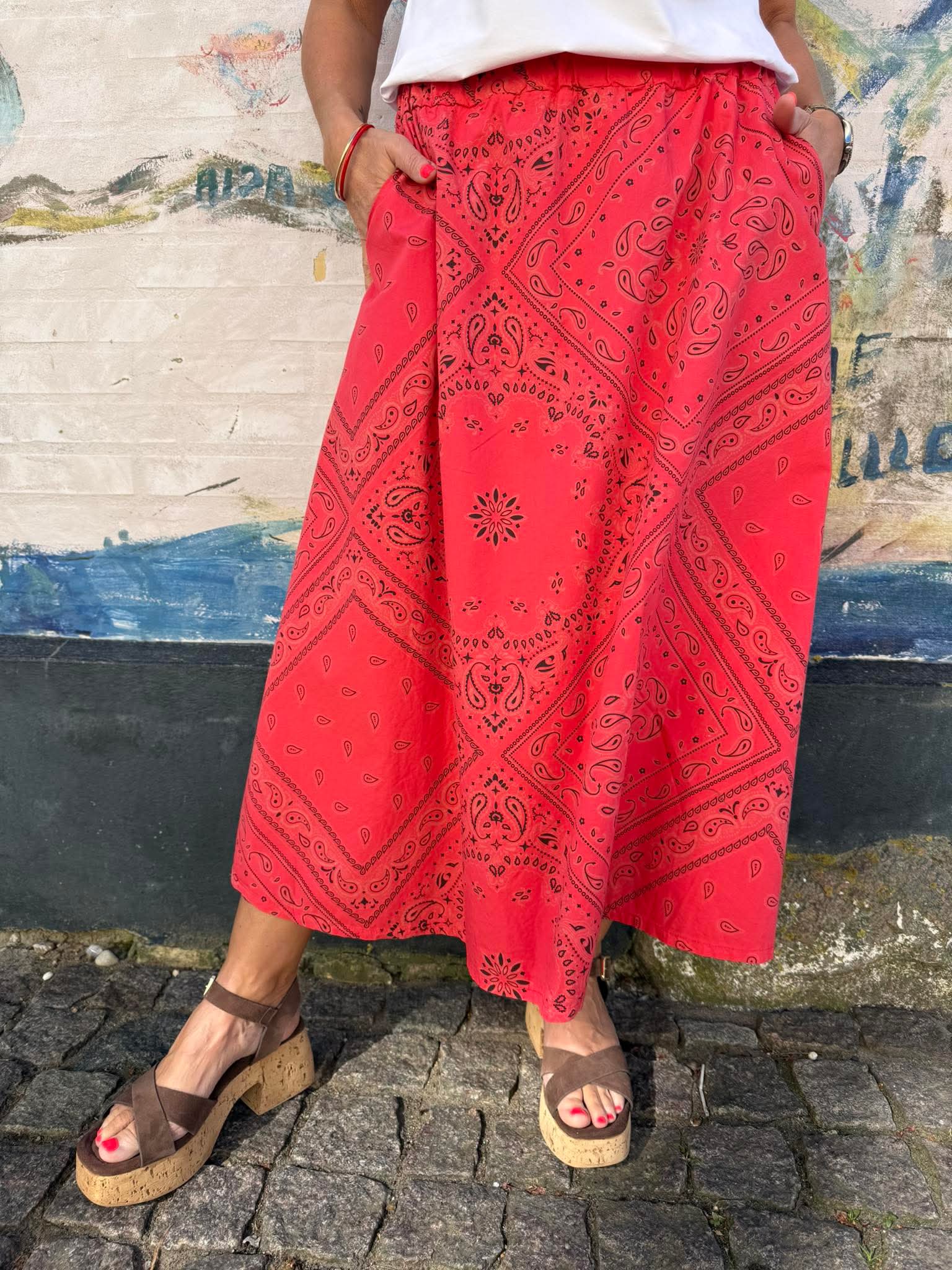 ABBIE Skirt - Red Paisley