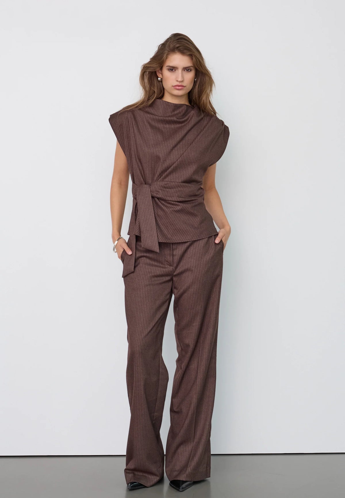 SinaCC Pin Wide Pant - Dark Brown