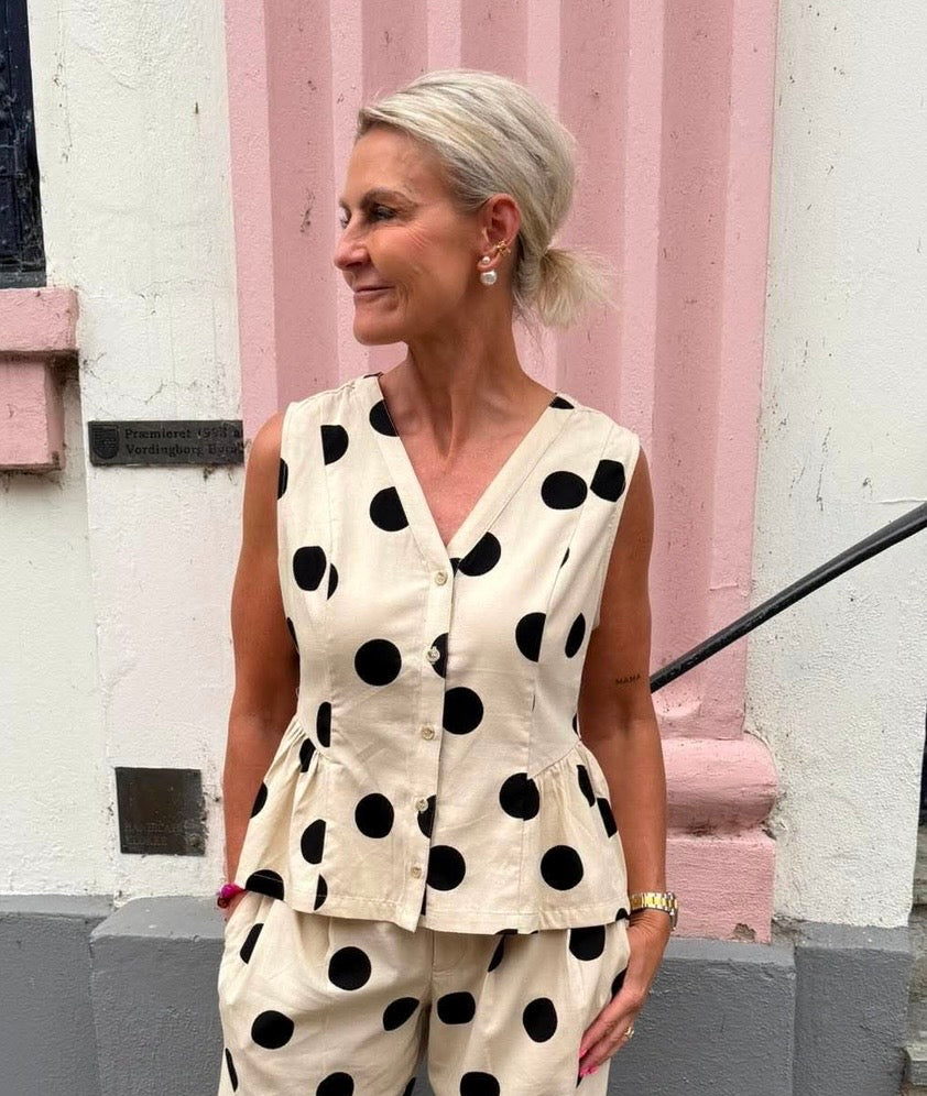 Tika Top - Whitecap/Black Dot