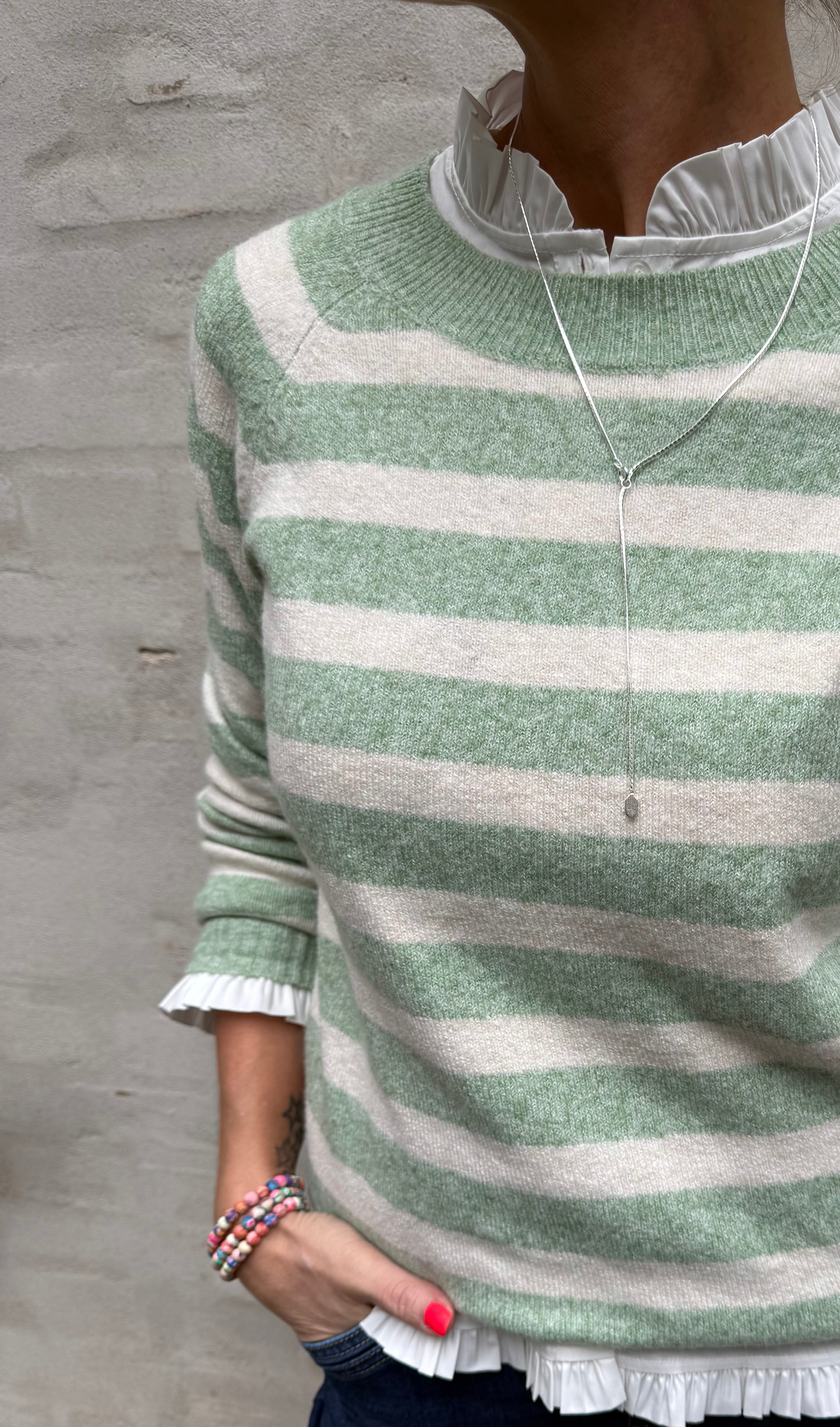 DOFFY O-HALS BLUS - Mistel/björk