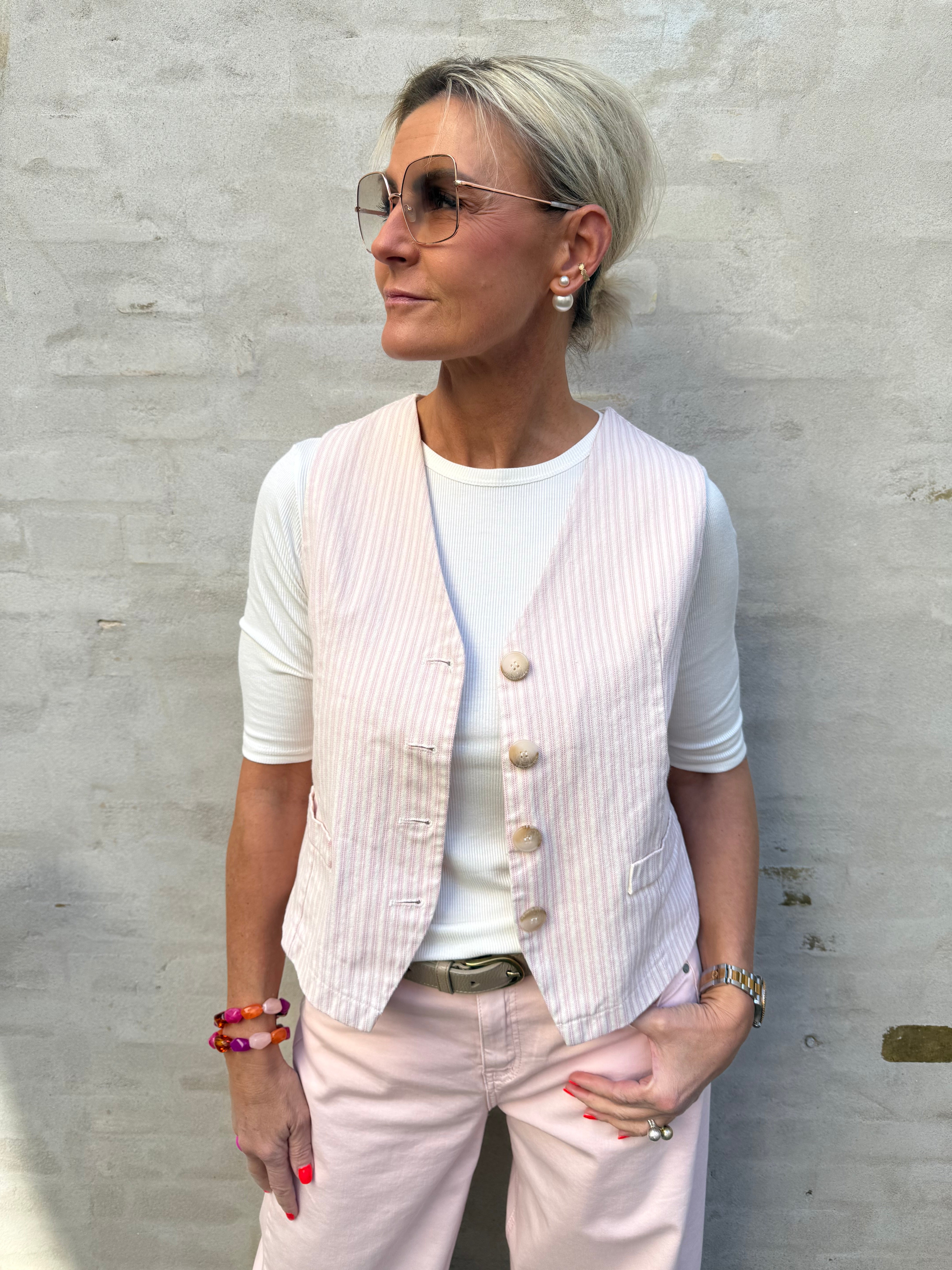 Veronica Vest - Striped Pink