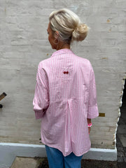 Luna Cherry Shirt - Light Pink Stripe