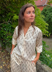 Camile Print Blus - Cream