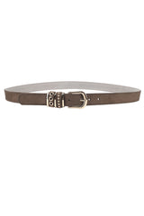 Suede Belt w. gold buckle - Marron