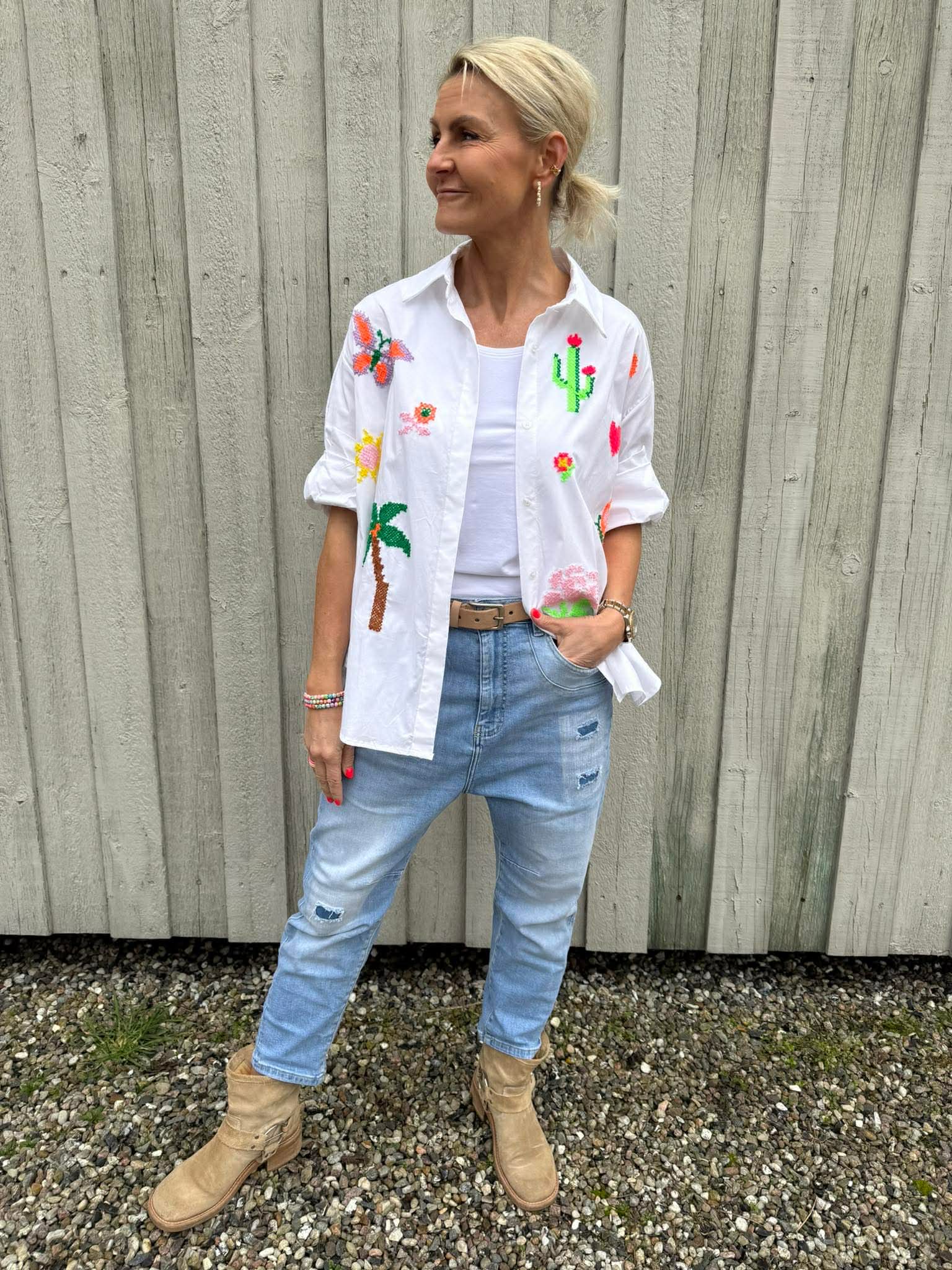 Palmskjorta - White Palm Light