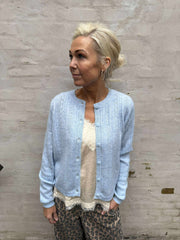 APRIL LIFE LS O-HALS CARDIGAN - Cashmere Blue MELANGE