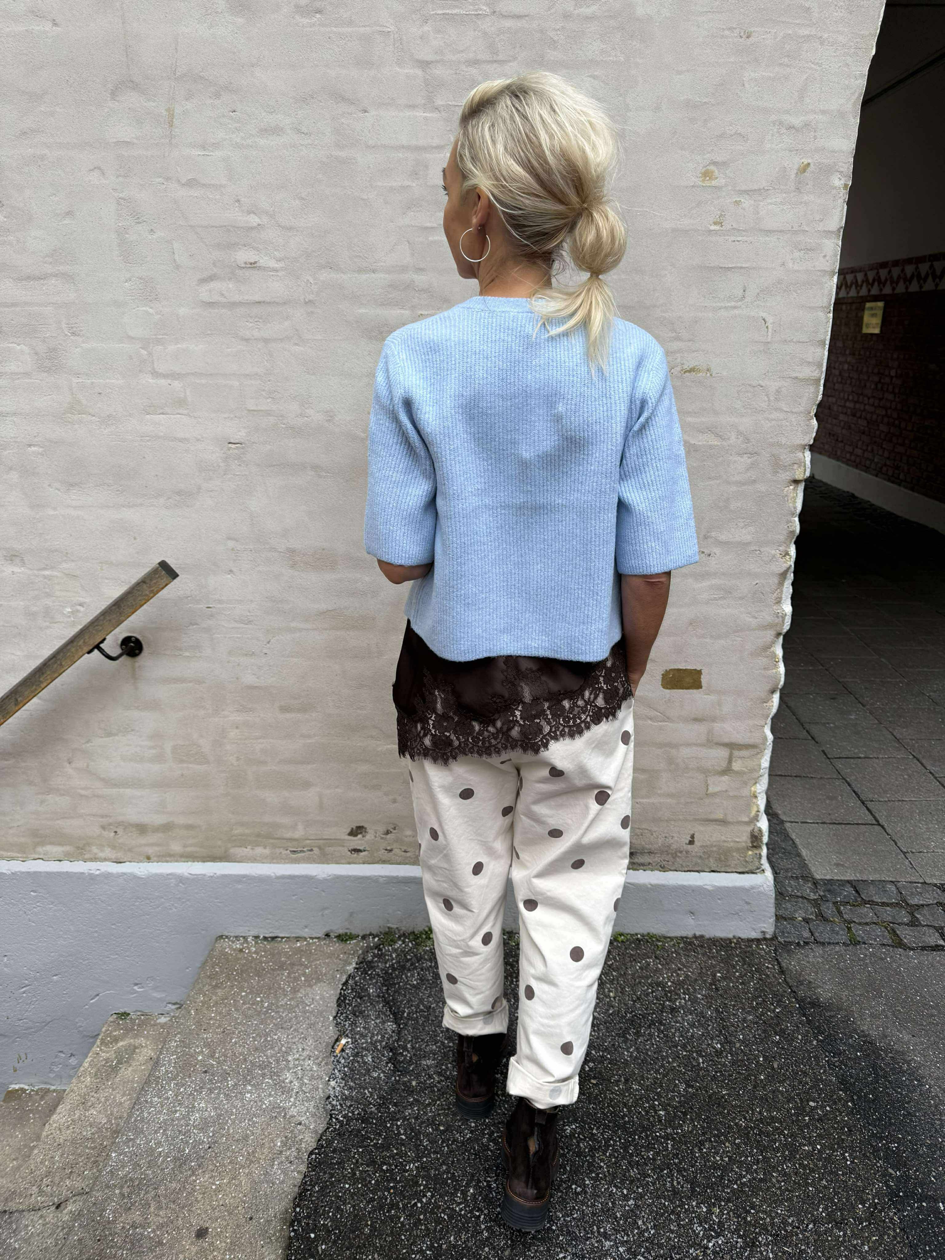 SILLY SS O-NECK KNIT CARDIGAN - Cashmere Blue MELANGE