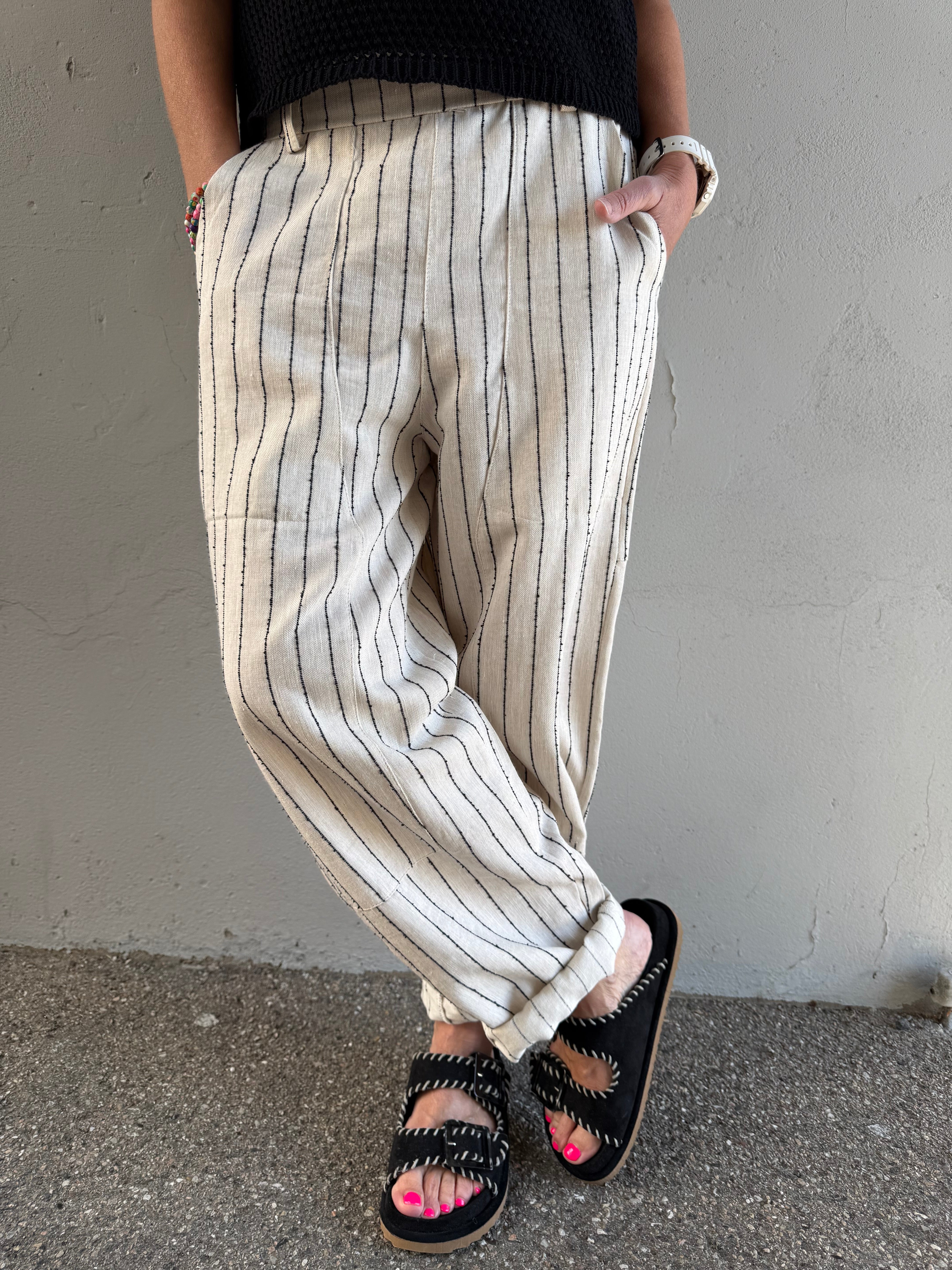 Kessia Pants - Beige/Black