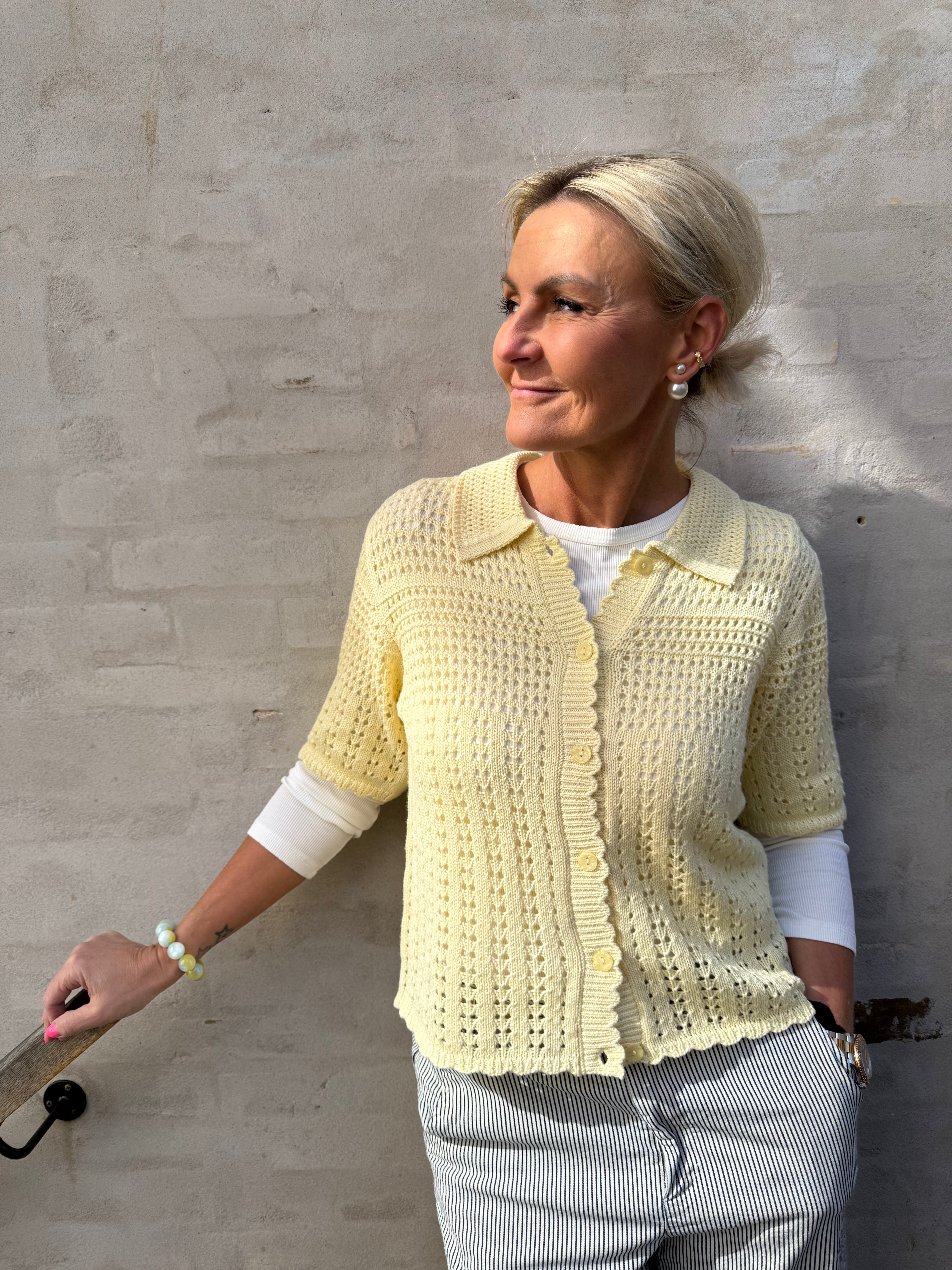 ROBIN 2/4 COLLAR CARDIGAN -  Double Cream