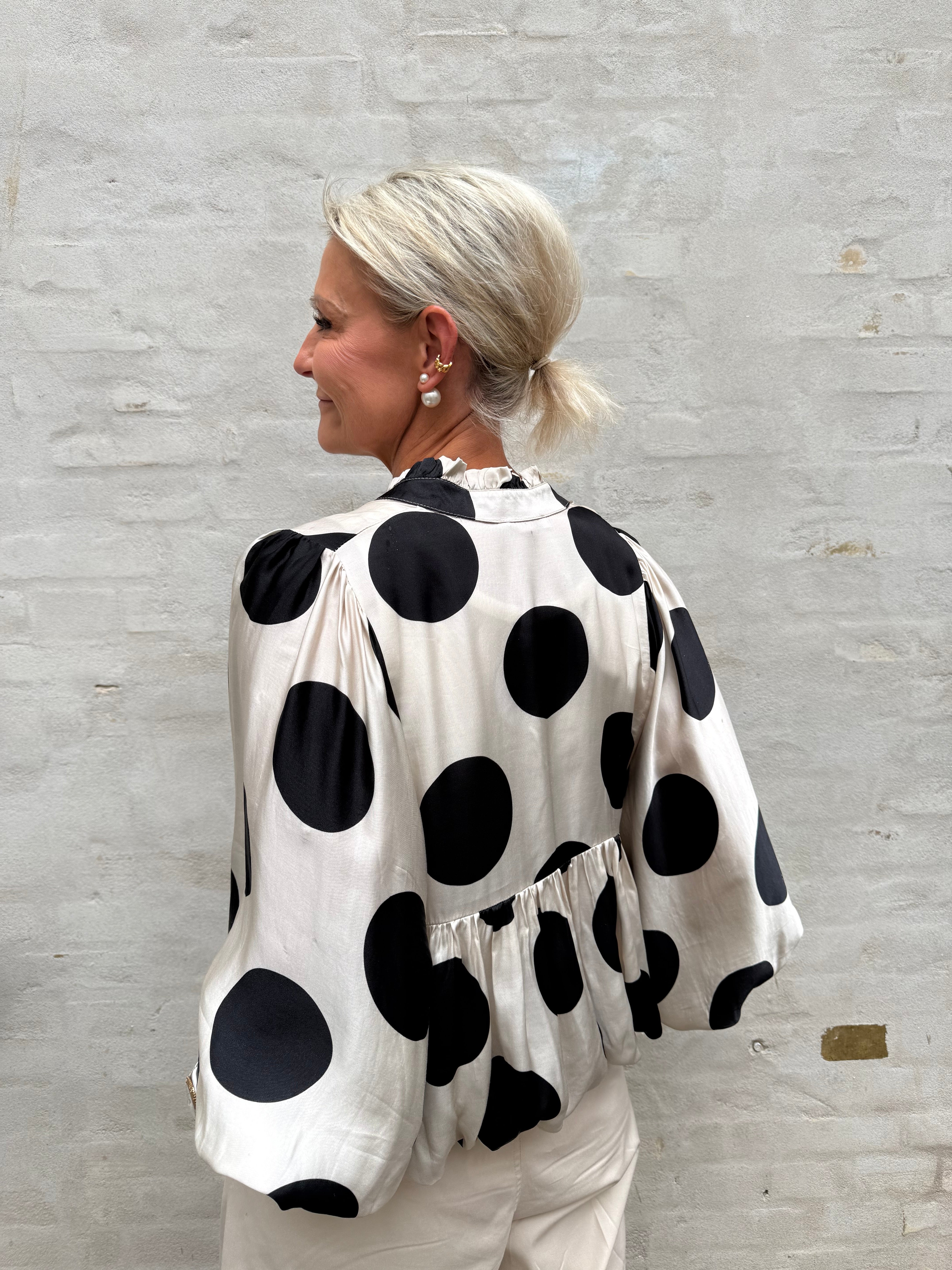 Michella Dot Blouse - Off White/Black