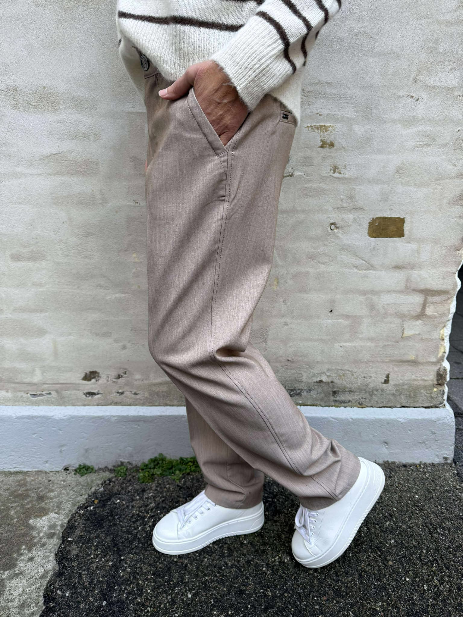 Chino Melange Woven Stretch - Lätt Terra Mocha Melange