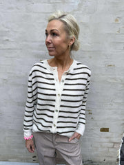 DELL randig stickad cardigan - off White