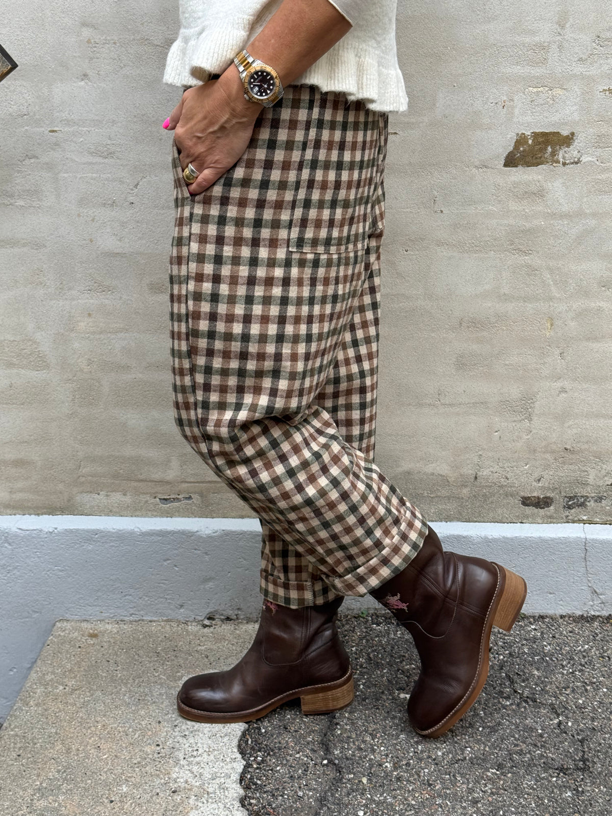 Lotta Check Pants - Khaki/Brown/Beige