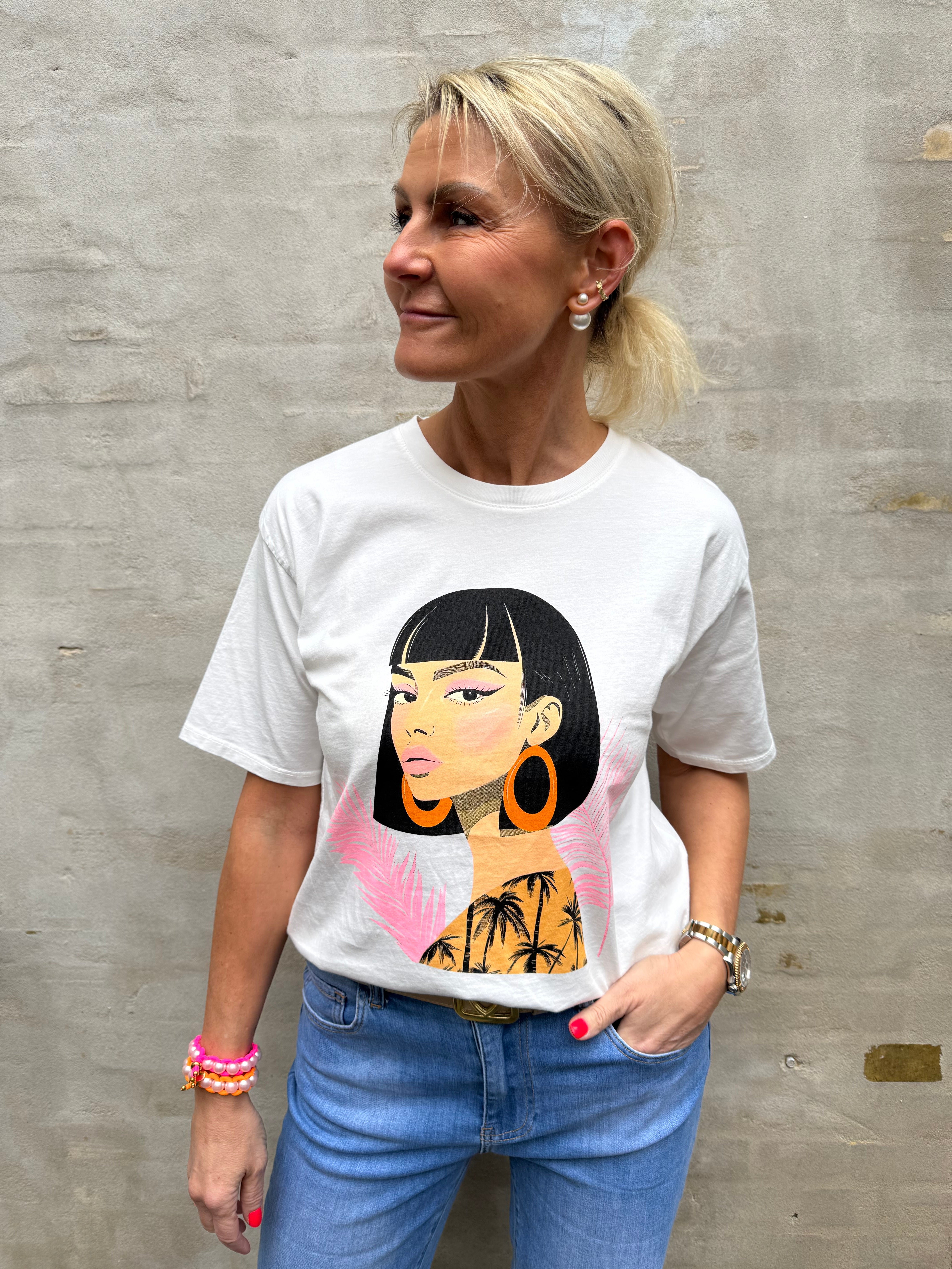 Cleopatra T-shirt - Vit/Rosa/Orange