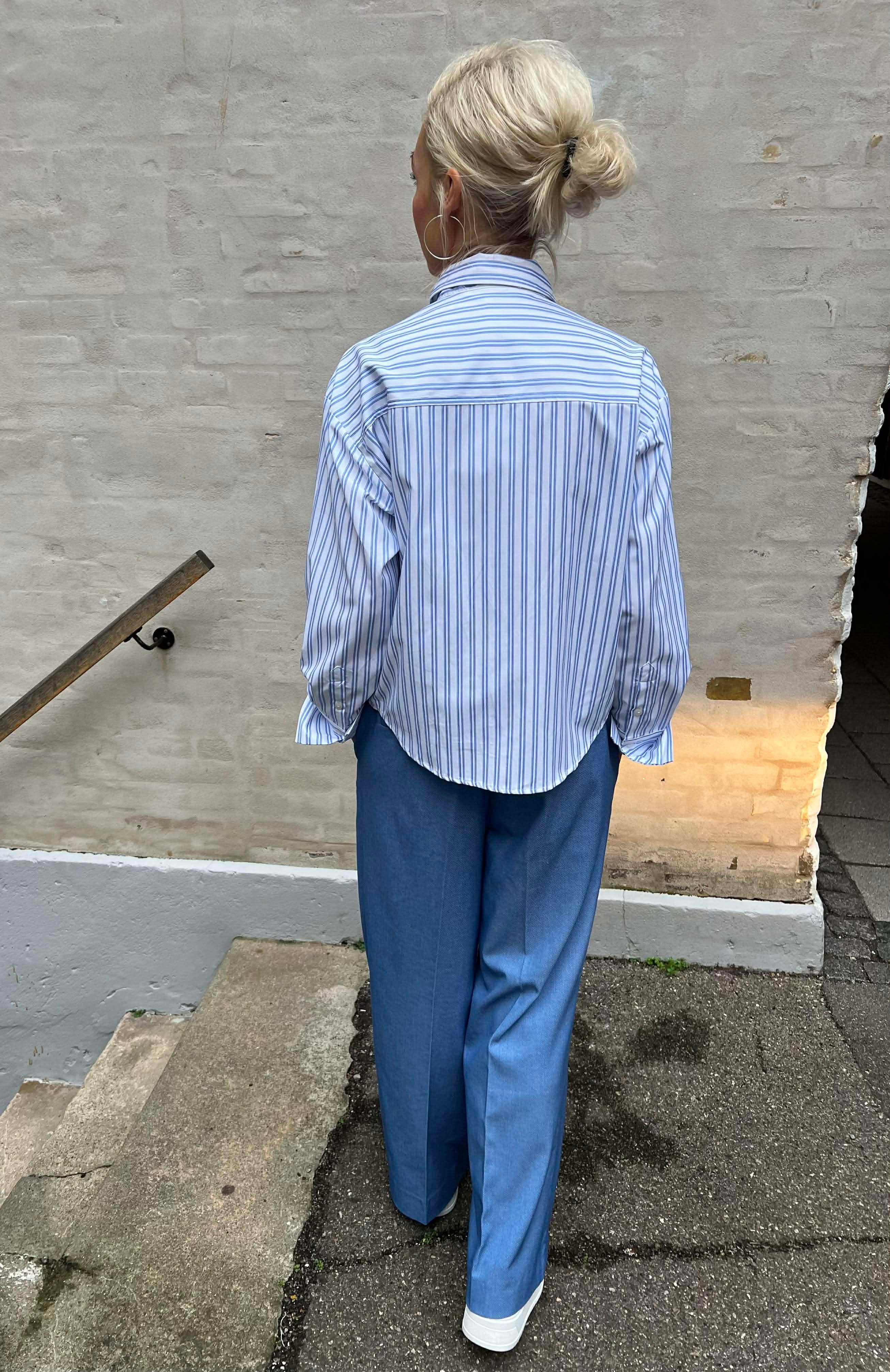 DevinCC Stripe Tie Shirt - Blå