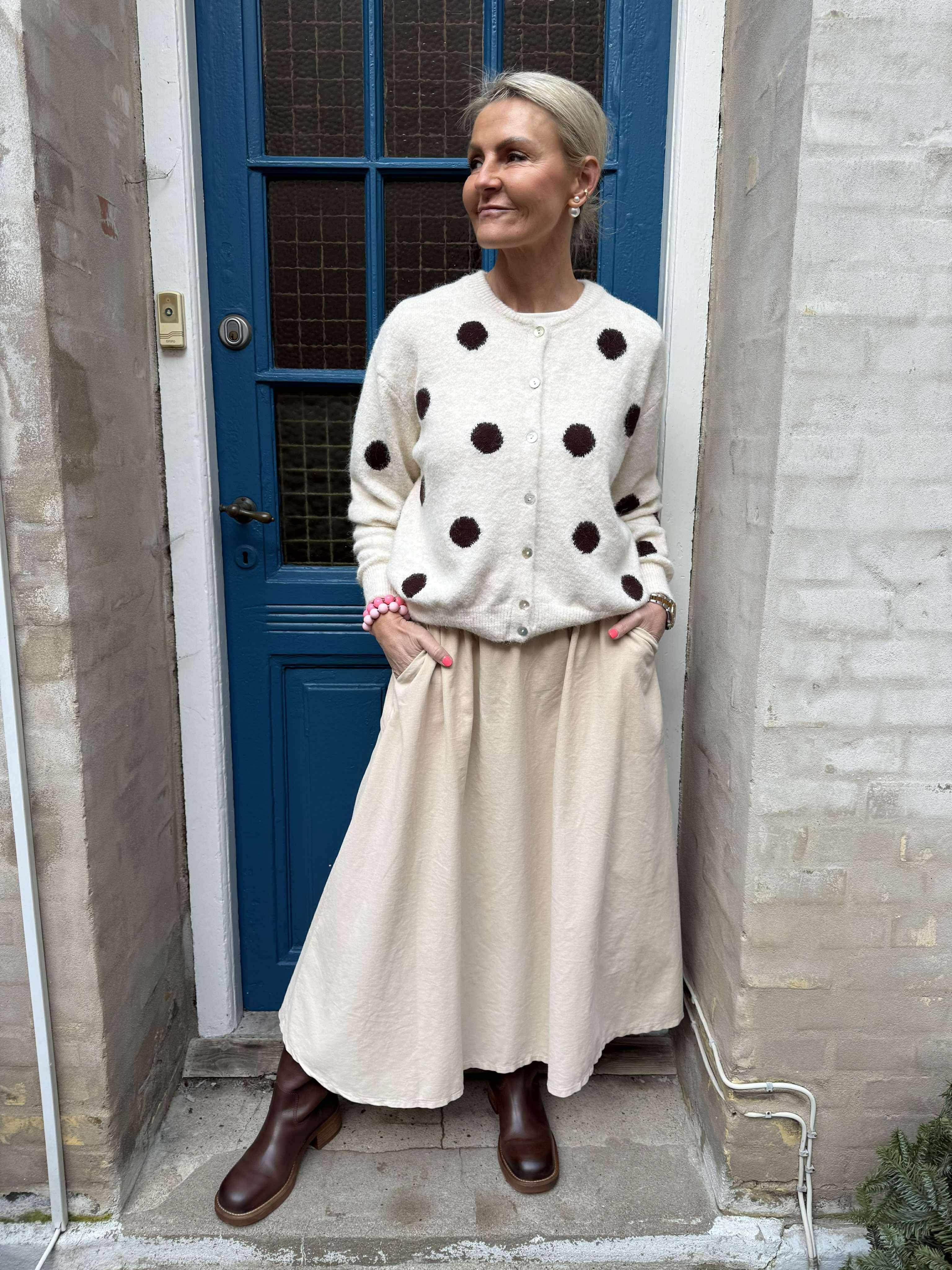 Elvie Dot Cardigan - Beige Dot