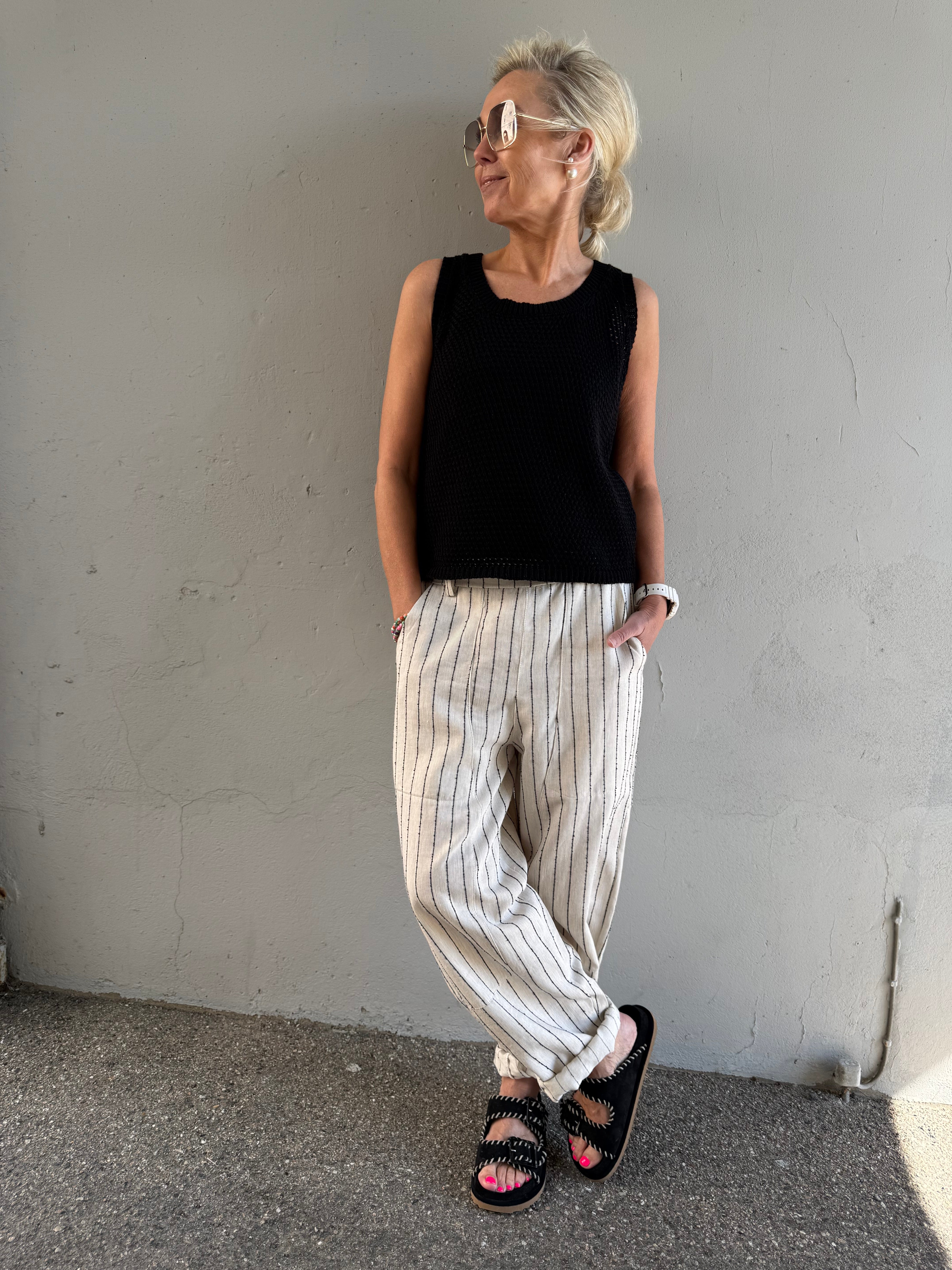 Kessia Pants - Beige/Black