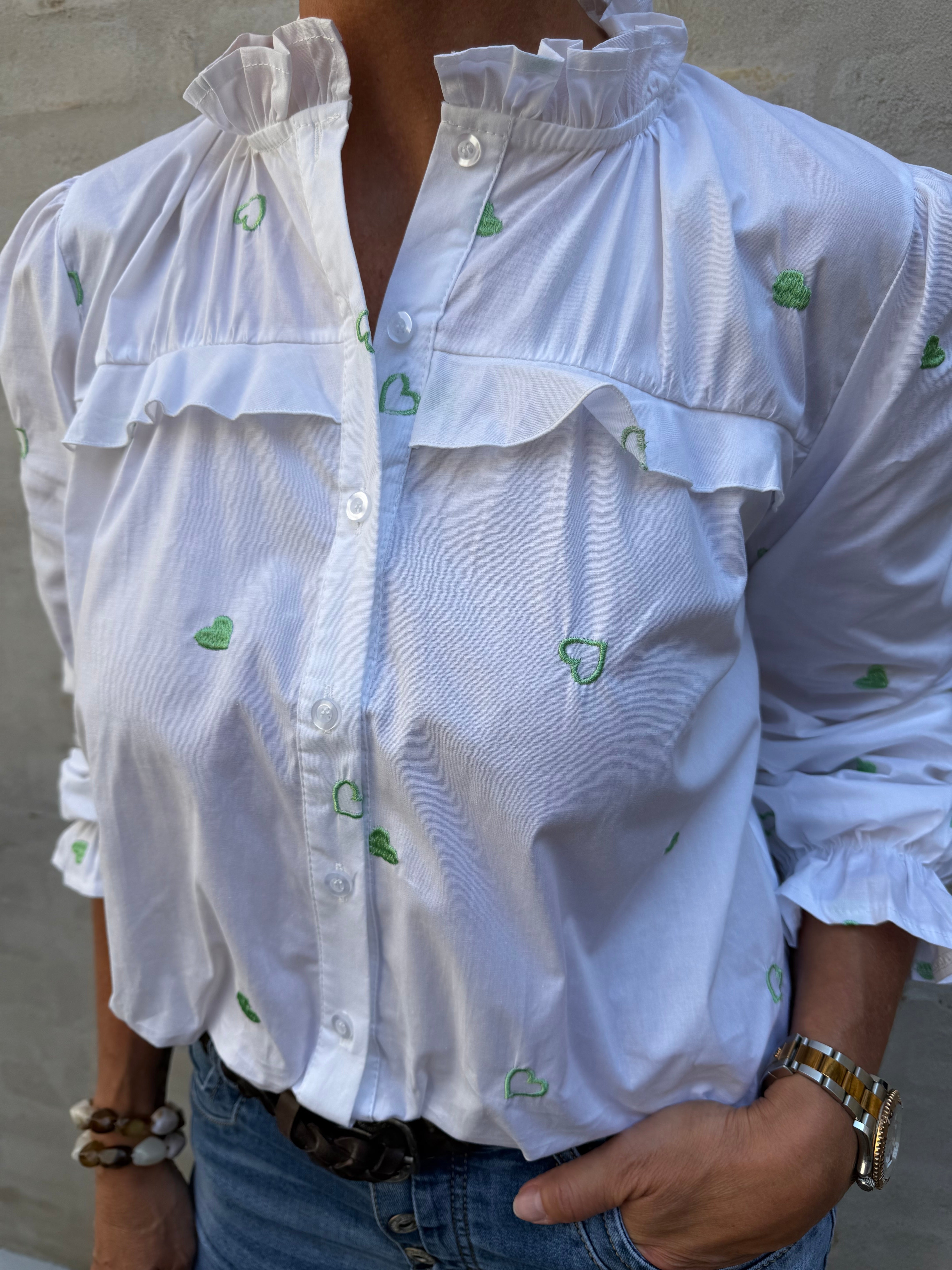 Sweet Heart Shirt - White/Green