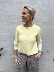 SILLY SS O-NECK KNIT CARDIGAN - Pale Banana MELANGE