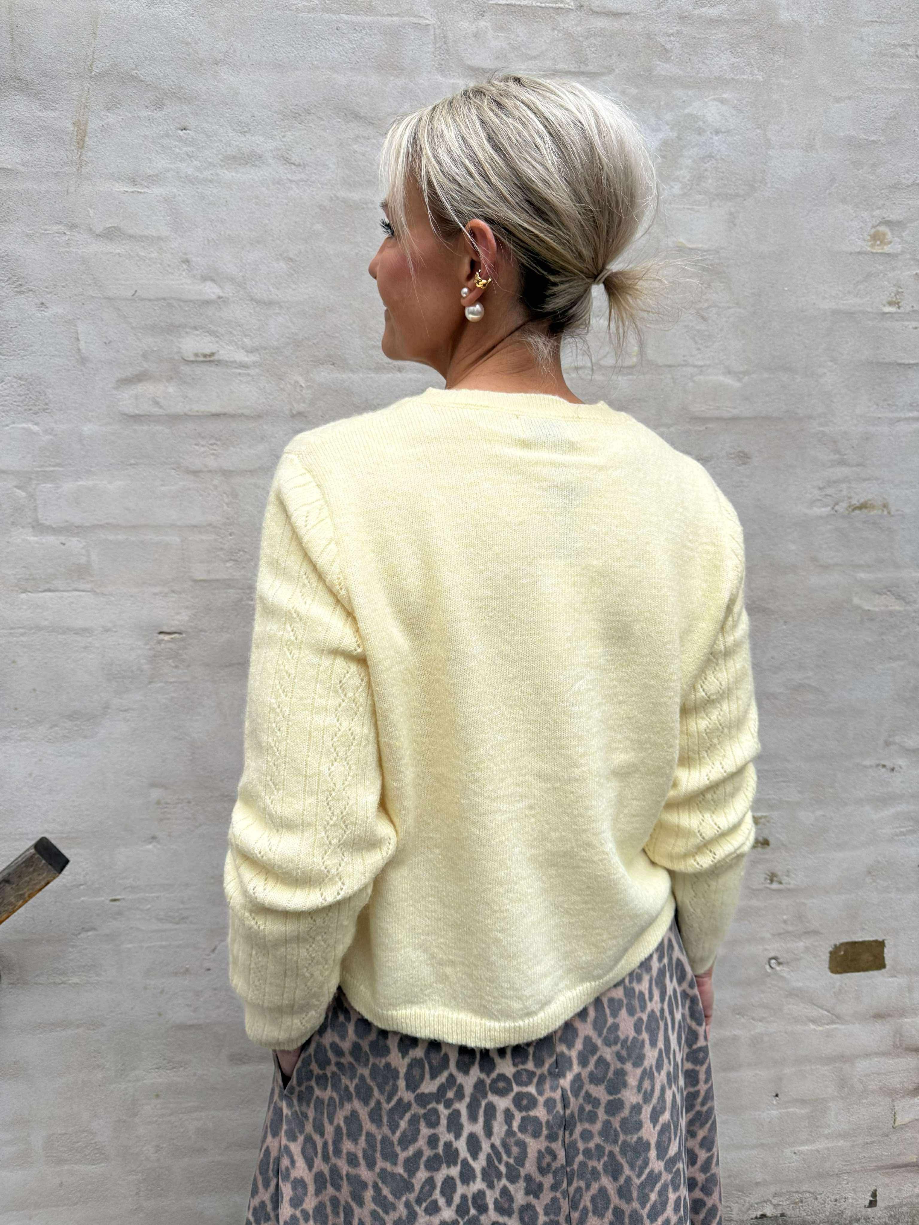 APRIL LIFE LS O-HALS CARDIGAN - Pastell Yellow_MELANGE